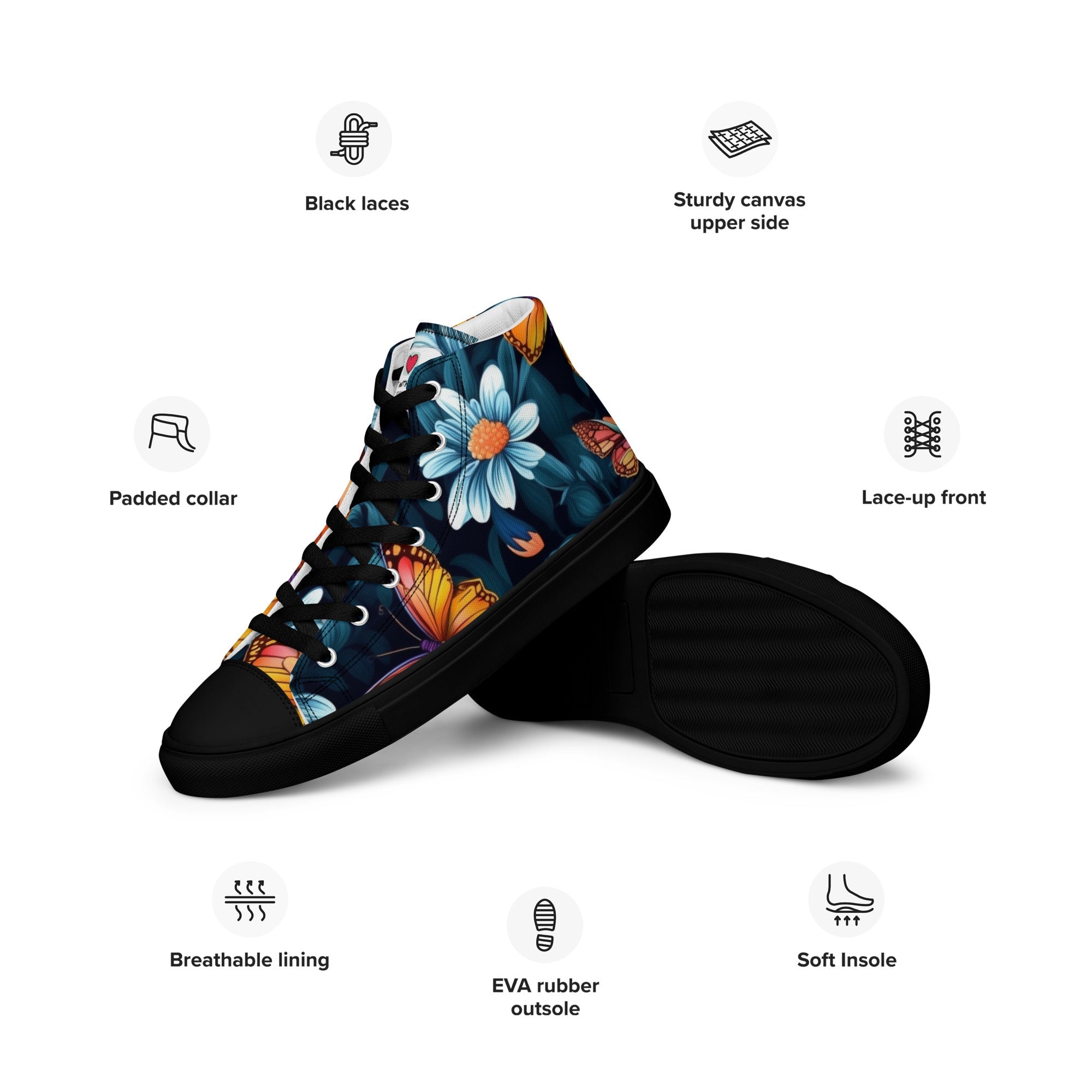 Butterfly Lover's Stylish Yet Durable Women's High Top Sneakers