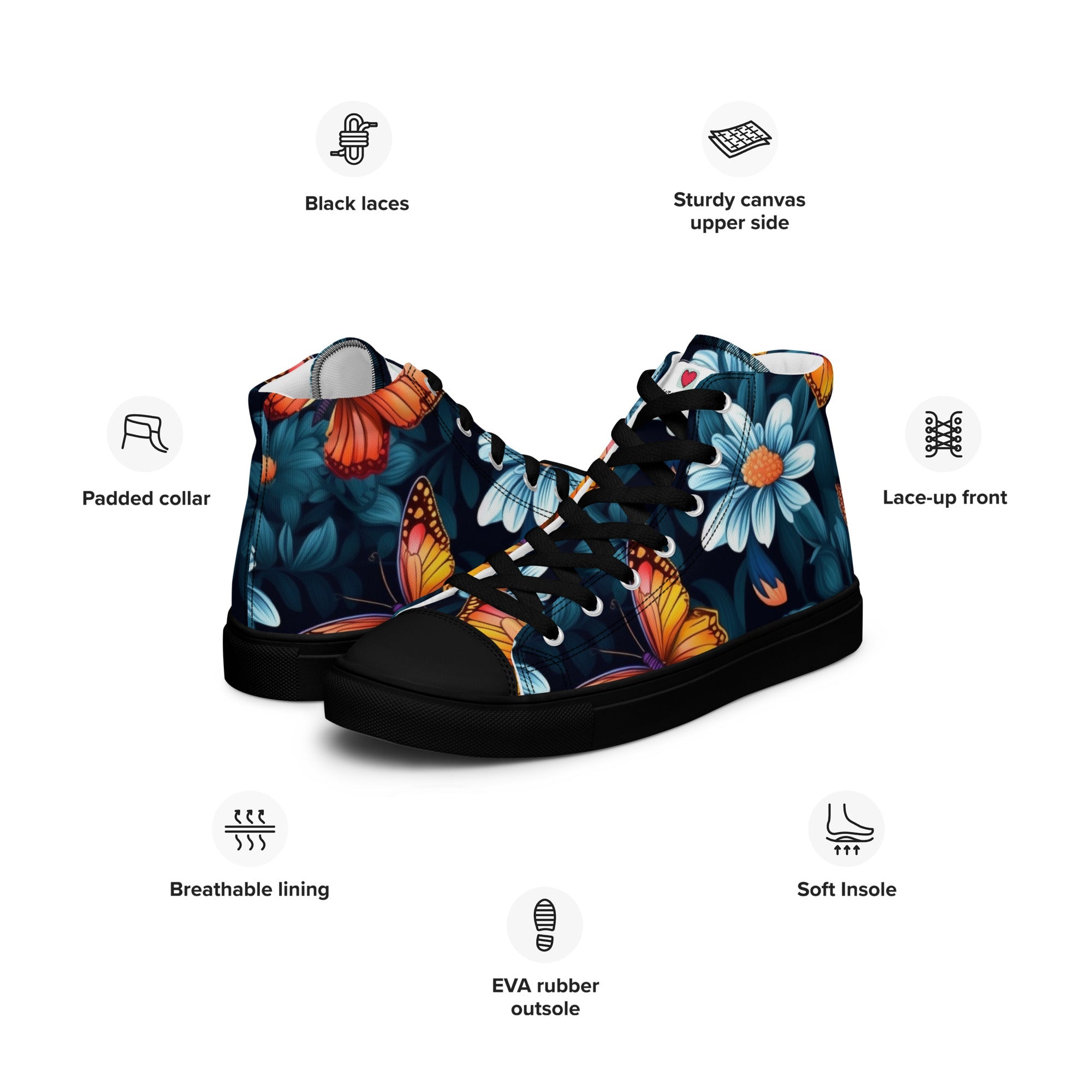 Butterfly Lover's Stylish Yet Durable Women's High Top Sneakers