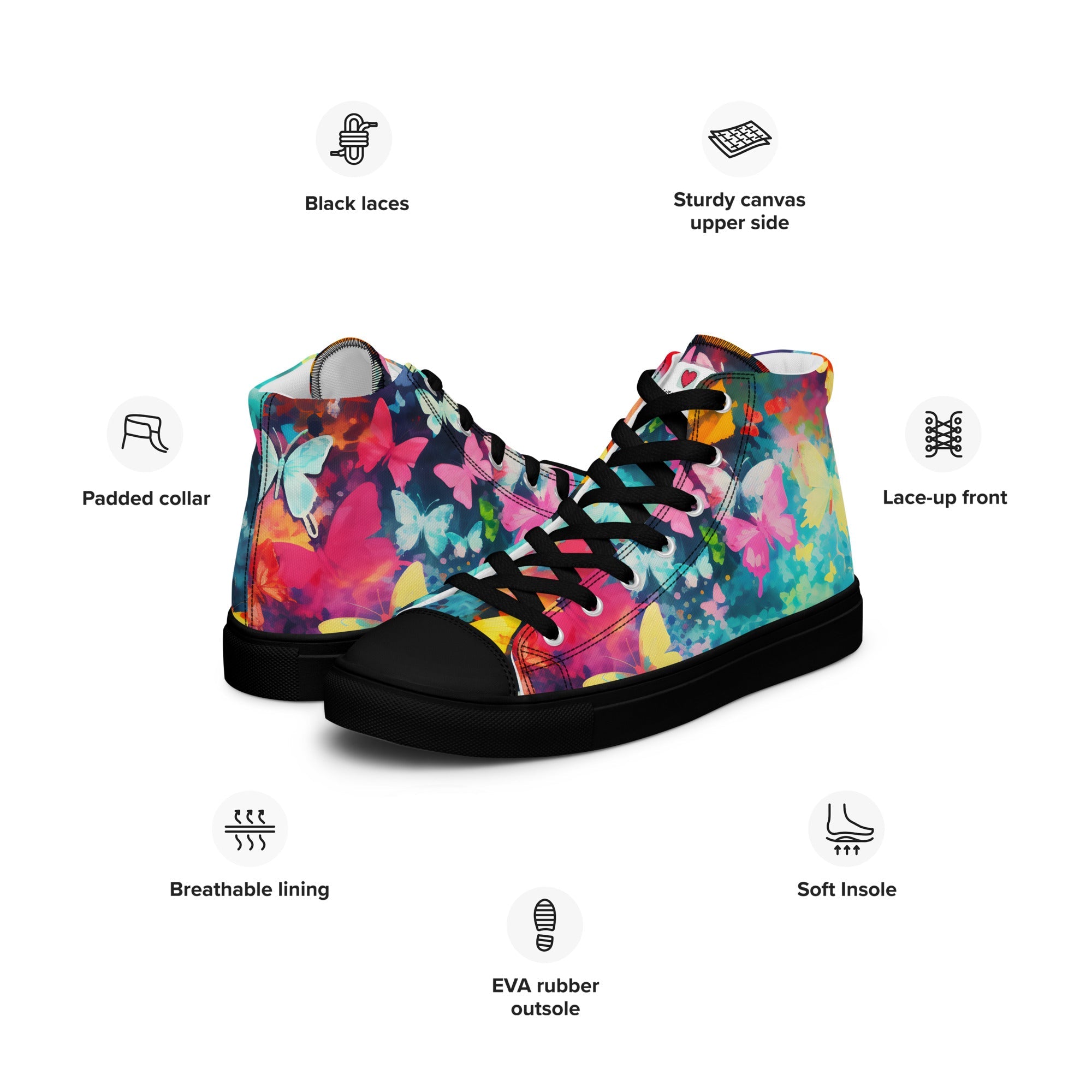 Butterfly Lover's Stylish Yet Durable Women's High Top Sneakers