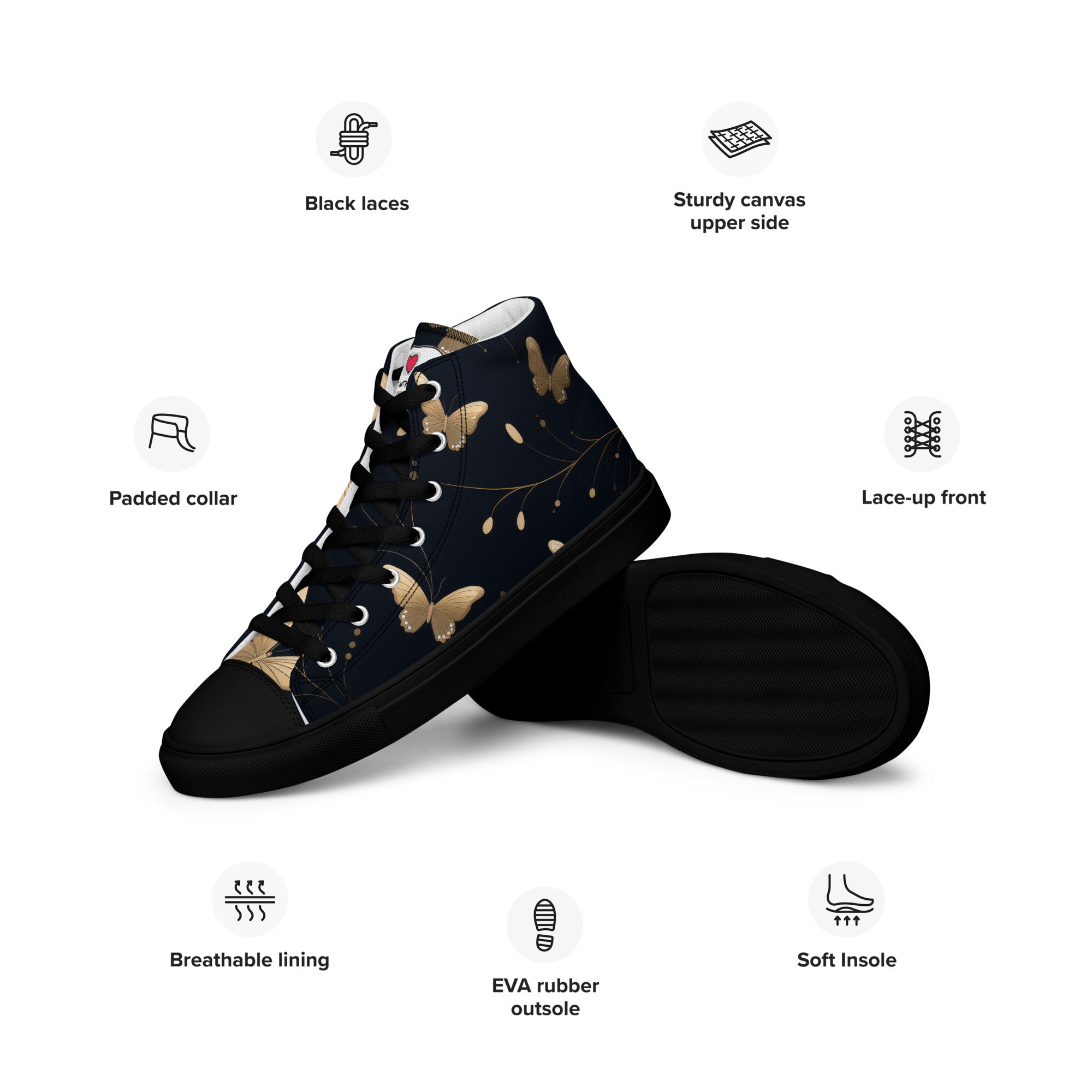 Butterfly Lover's Stylish Yet Durable Women's High Top Sneakers
