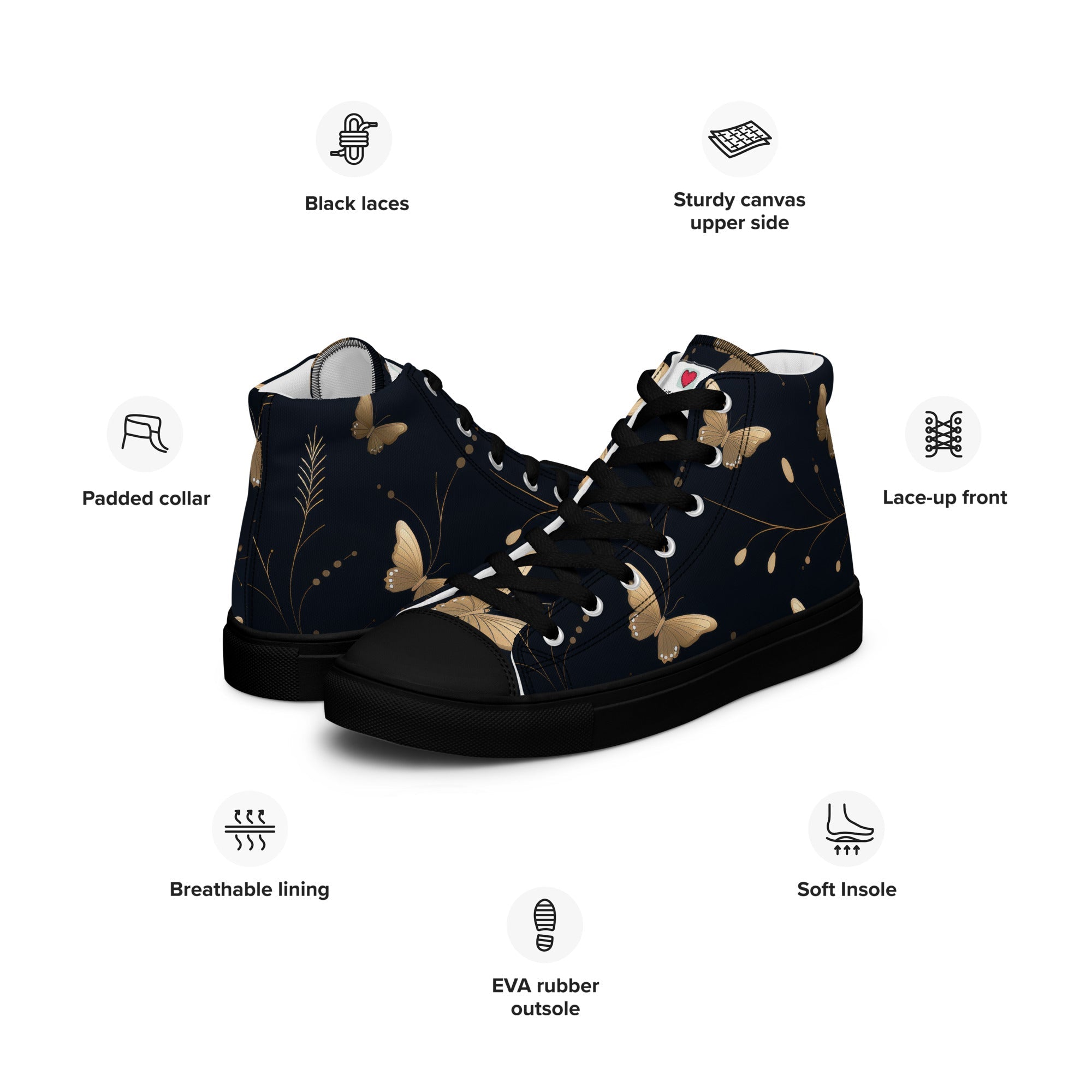 Butterfly Lover's Stylish Yet Durable Women's High Top Sneakers