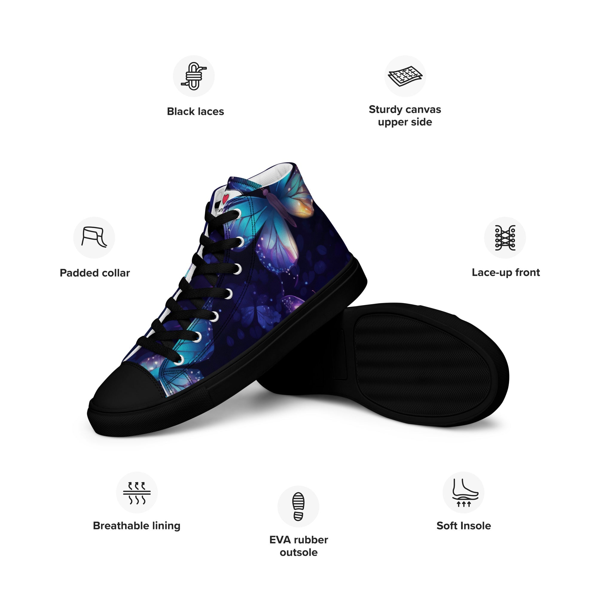 Butterfly Lover's Stylish Yet Durable Women's High Top Sneakers