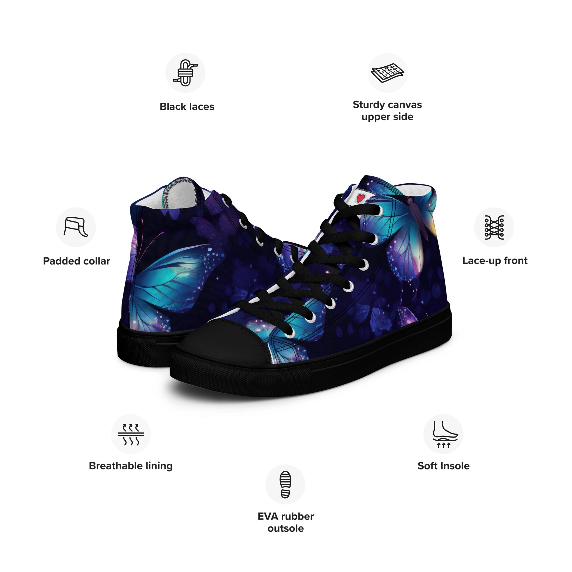 Butterfly Lover's Stylish Yet Durable Women's High Top Sneakers