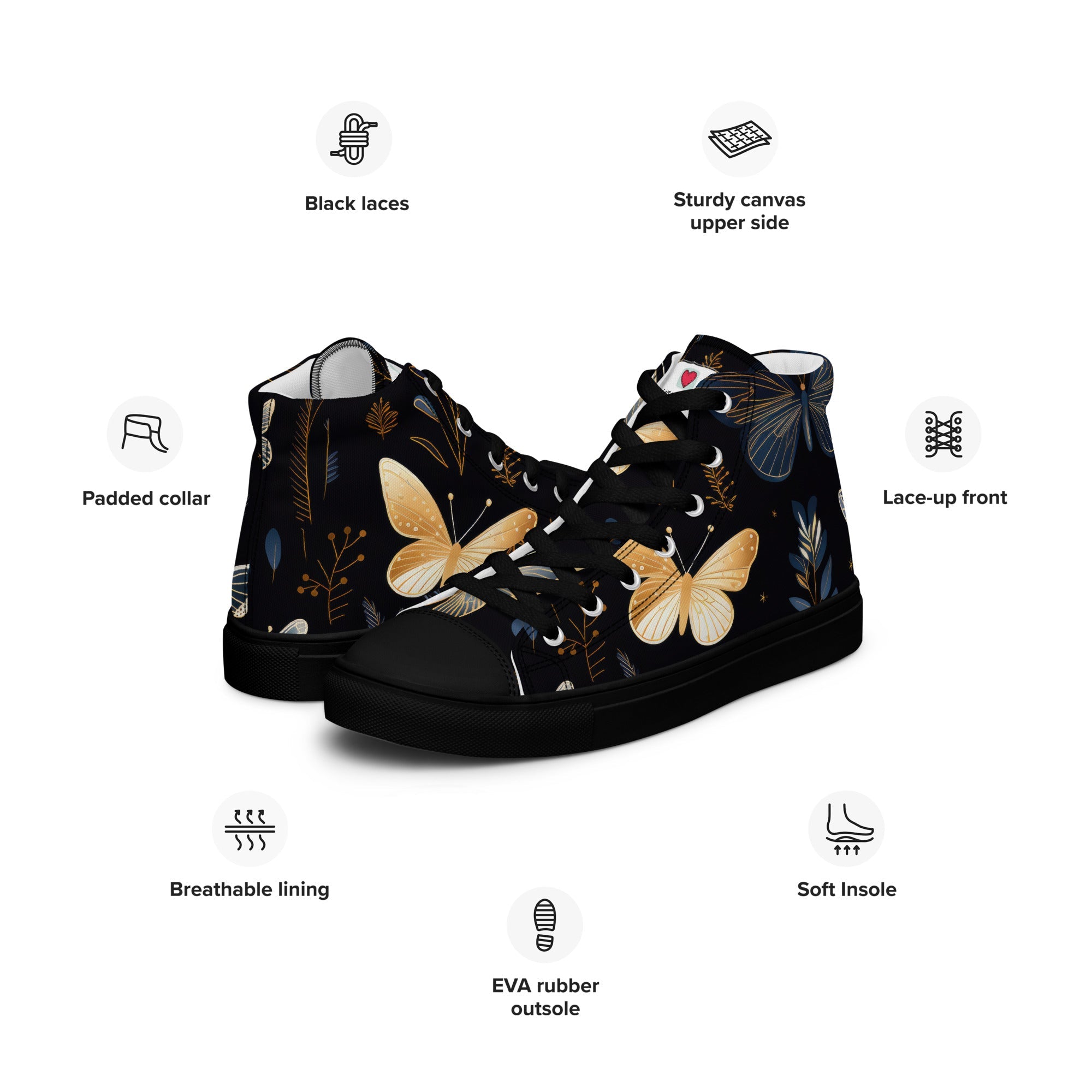 Butterfly Lover's Stylish Yet Durable Women's High Top Sneakers