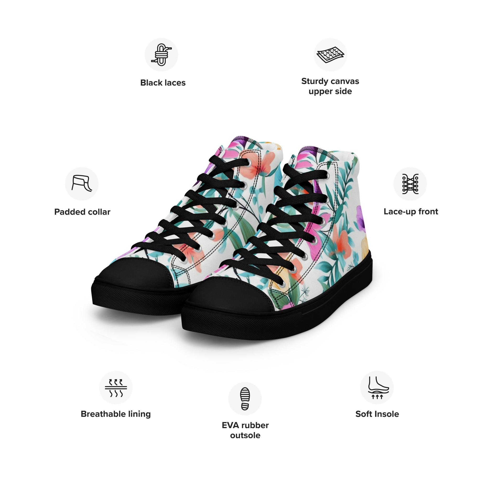 Floral Lover's Women's Botanical Style High Top Sneakers