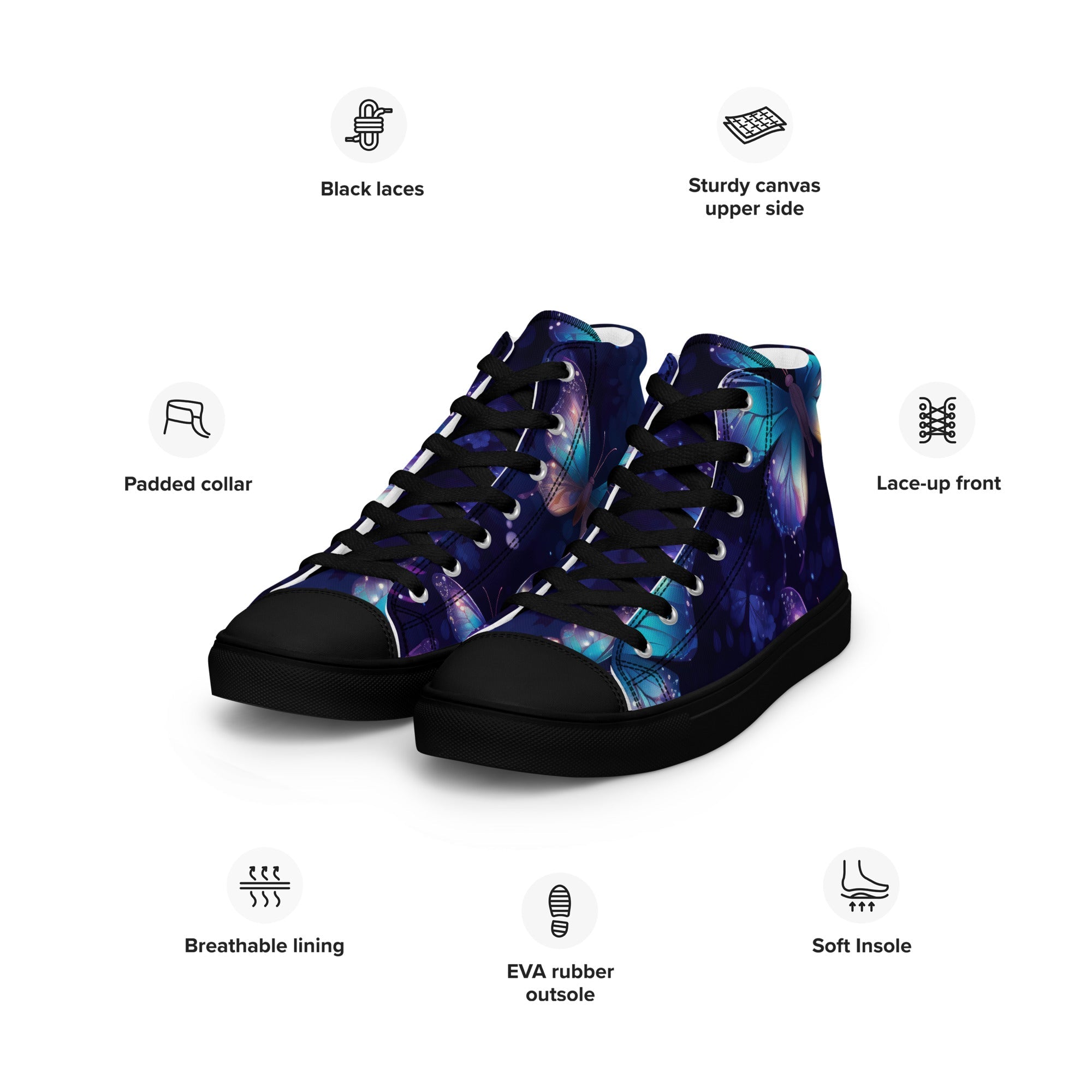 Butterfly Lover's Stylish Yet Durable Women's High Top Sneakers