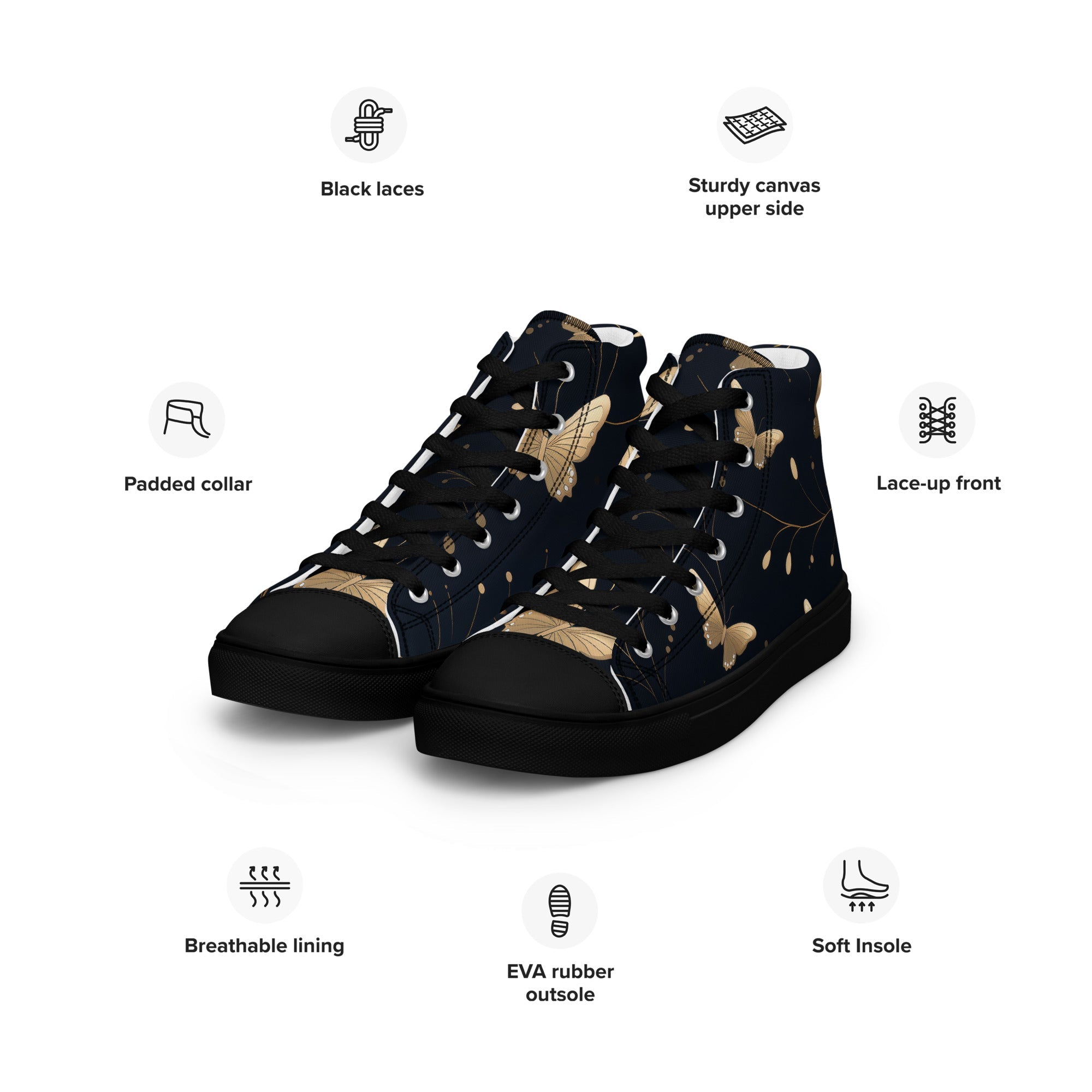 Butterfly Lover's Stylish Yet Durable Women's High Top Sneakers
