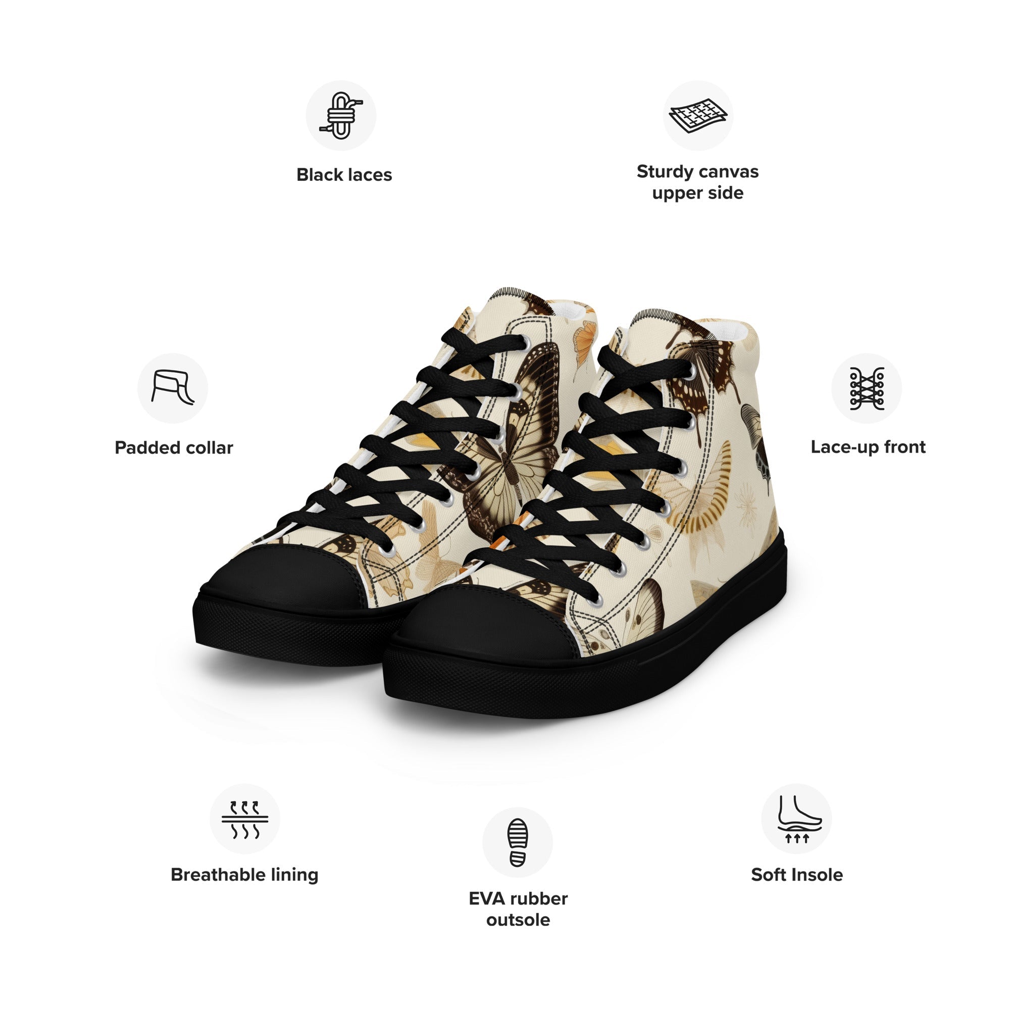 Butterfly Lover's Stylish Yet Durable Women's High Top Sneakers