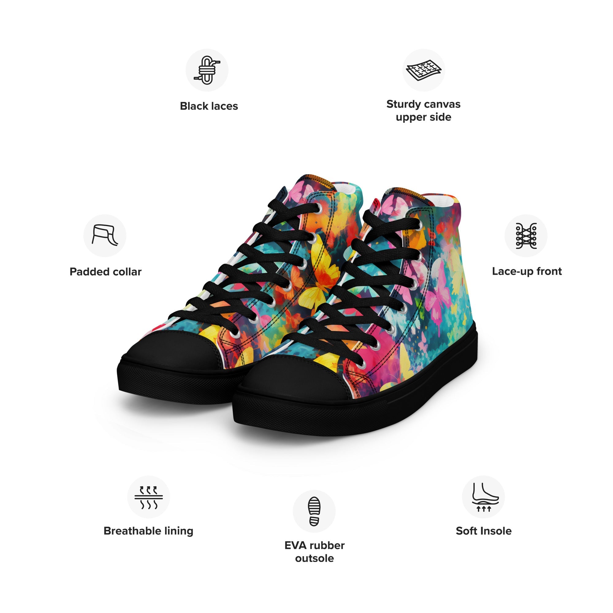 Butterfly Lover's Stylish Yet Durable Women's High Top Sneakers
