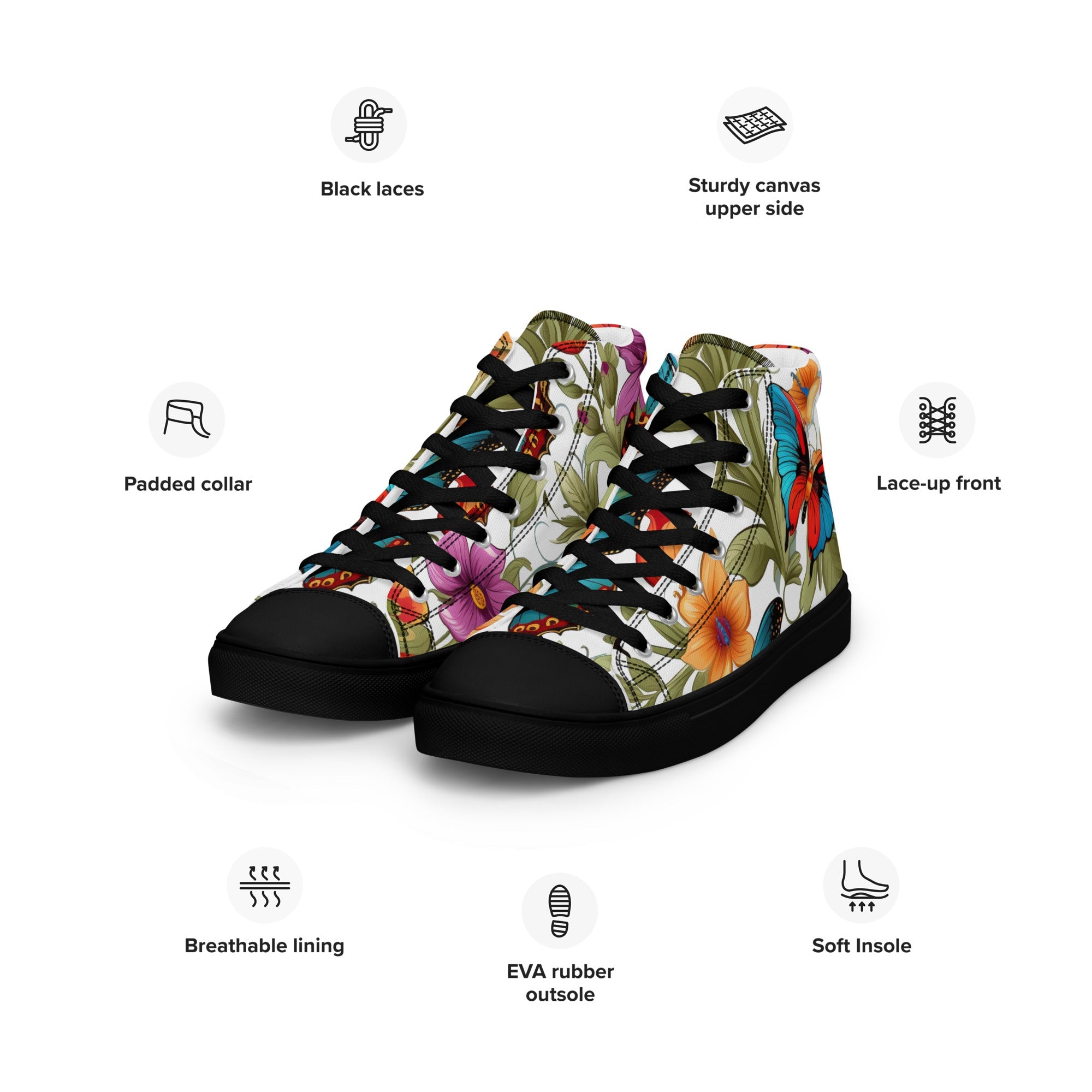 Butterfly Lover's Stylish Yet Durable Women's High Top Sneakers