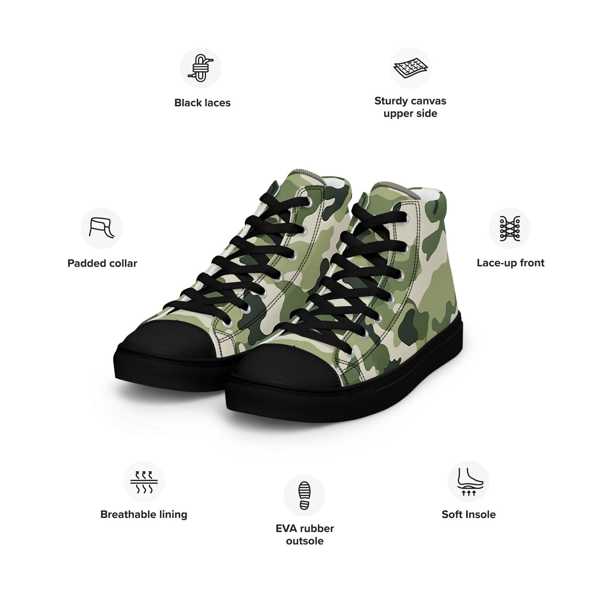 Army Enthusiast Women's High-Top Camouflage Sneakers