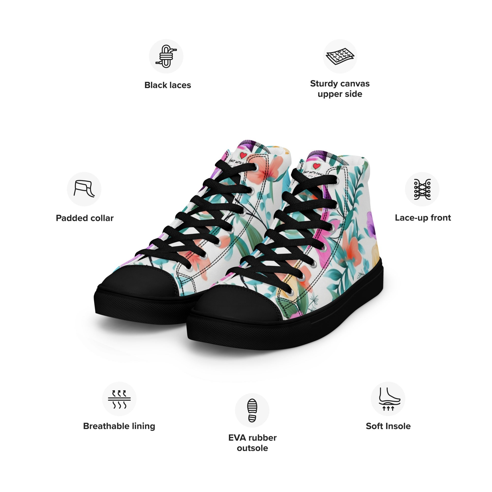 Floral Lover's Women's Botanical Style High Top Sneakers