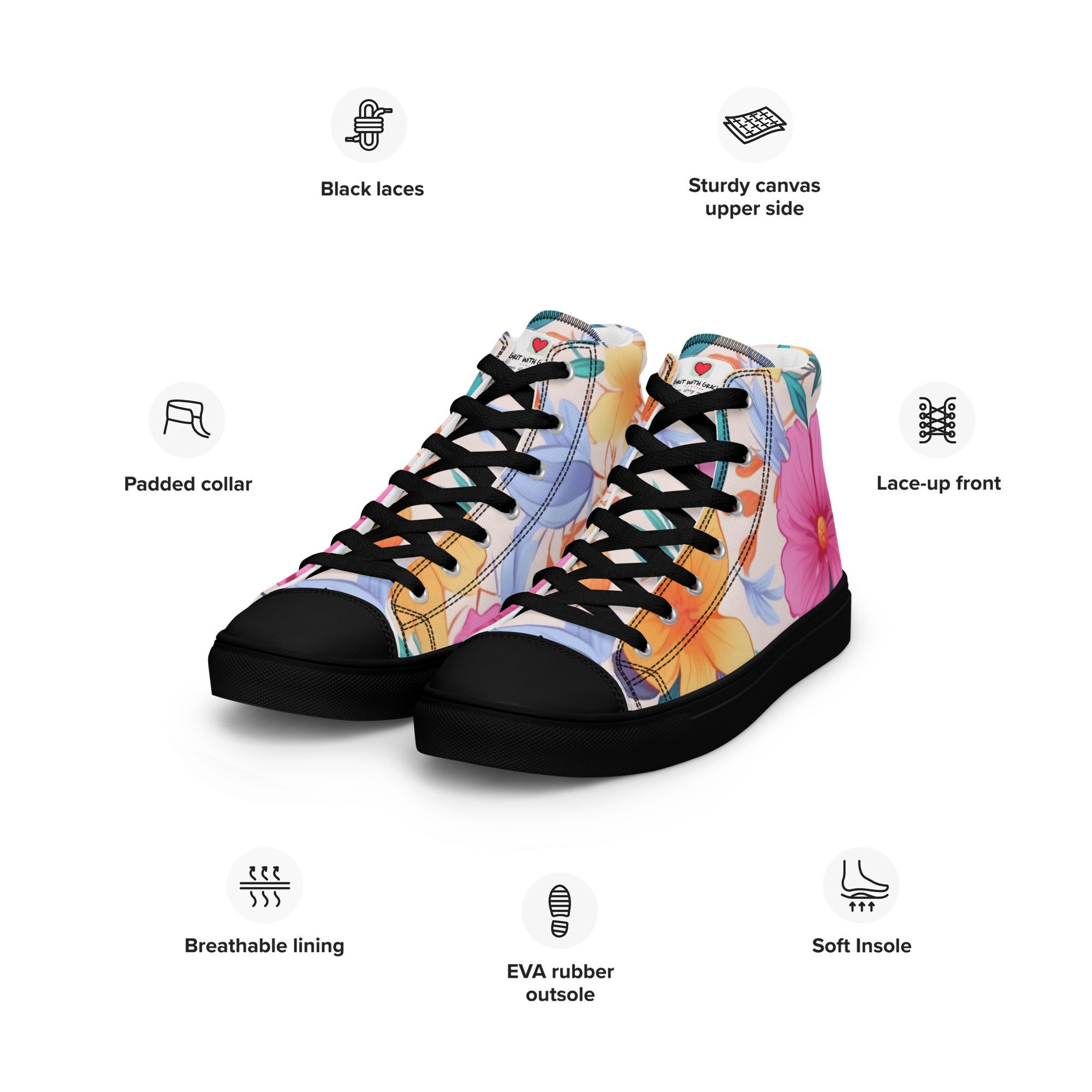 Floral Lover's Women's Botanical Style High Top Sneakers
