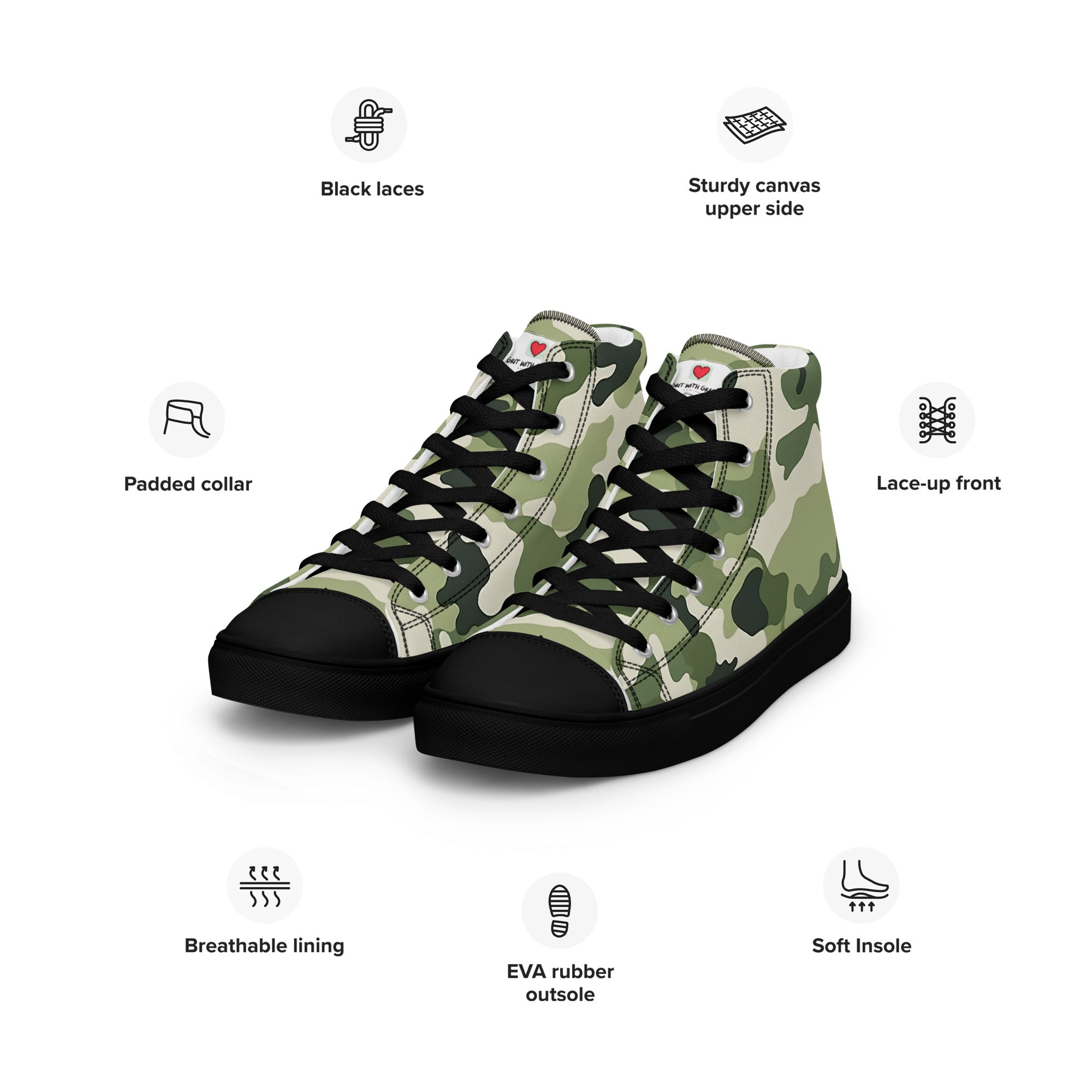 Army Enthusiast Women's High-Top Camouflage Sneakers