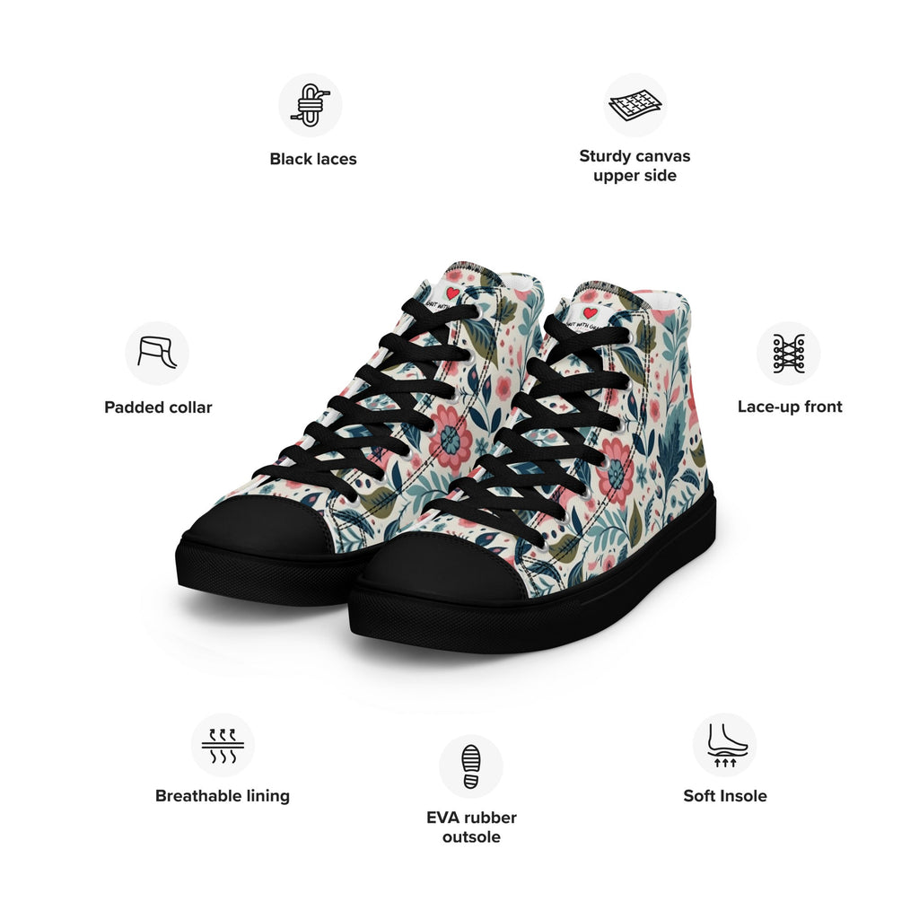 Floral Lover's Women's Botanical Style High Top Sneakers