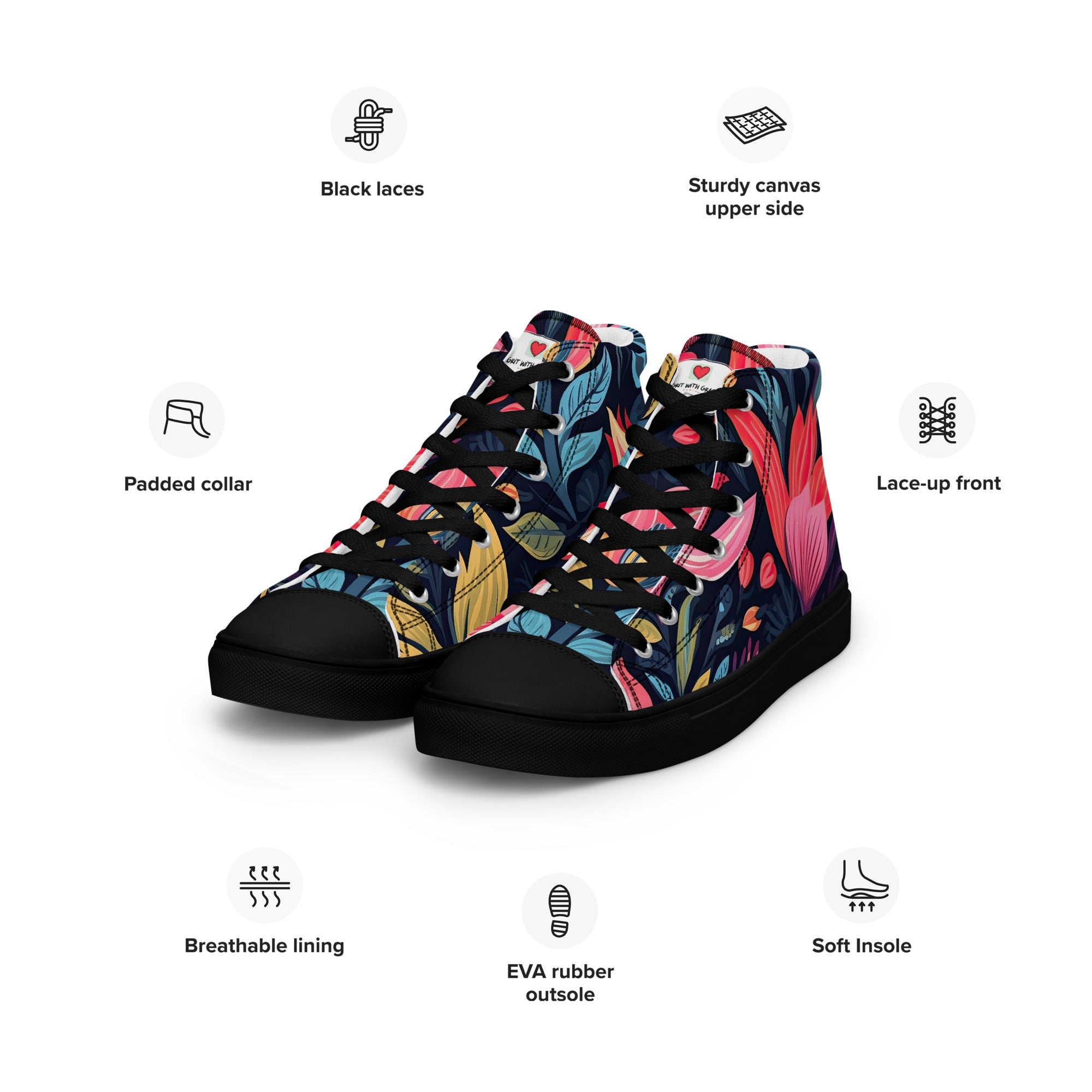 Floral Lover's Women's Botanical Style High Top Sneakers