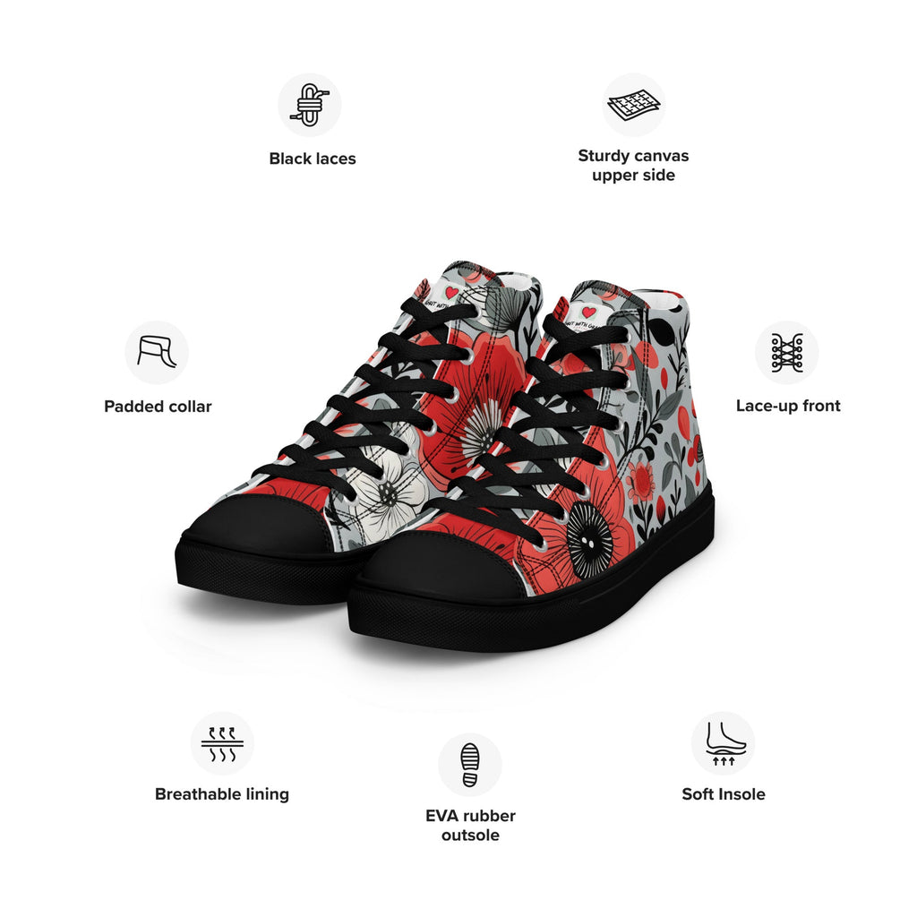 Floral Lover's Women's Botanical Style High Top Sneakers