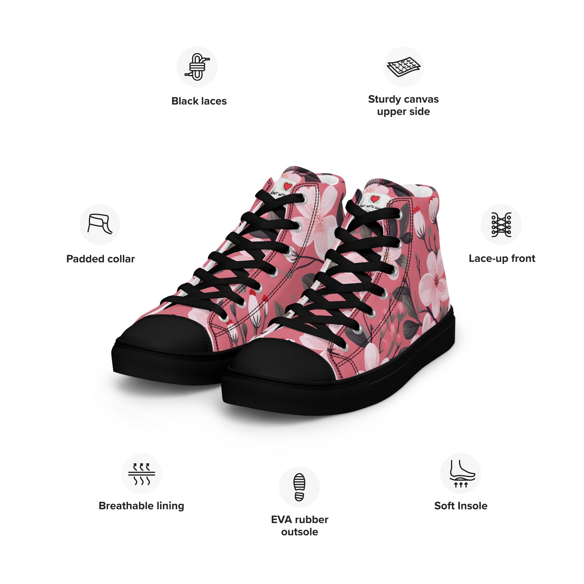 Floral Lover's Women's Botanical Style High Top Sneakers