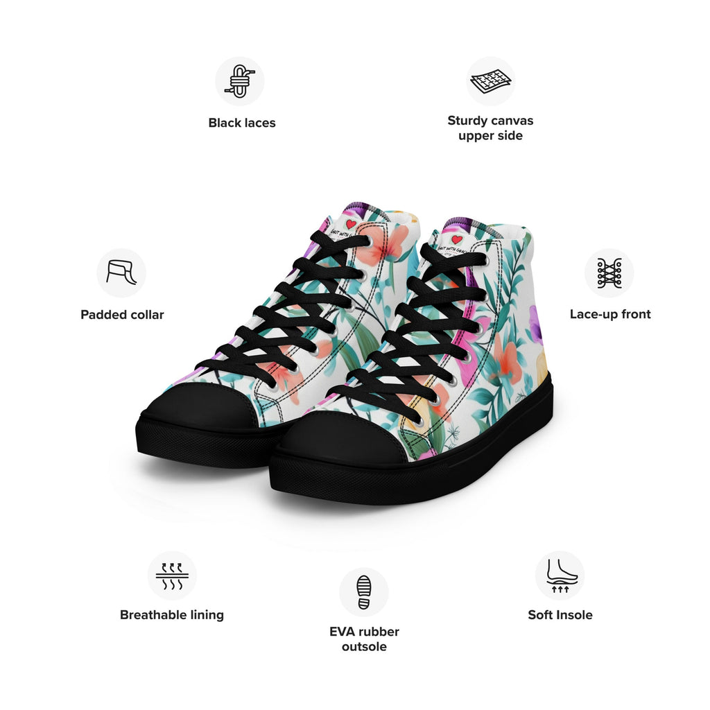 Floral Lover's Women's Botanical Style High Top Sneakers