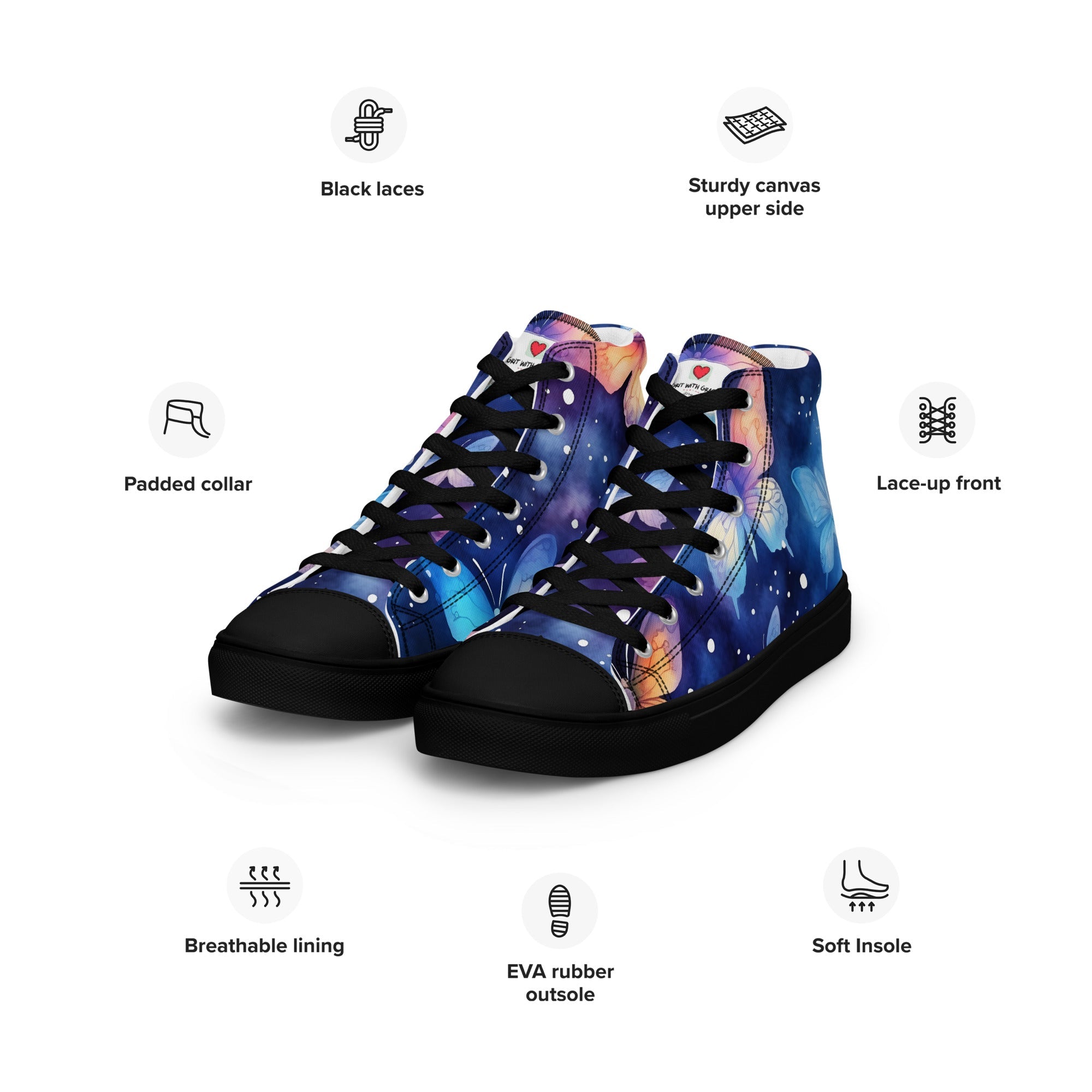 Butterfly Lover's Stylish Yet Durable Women's High Top Sneakers