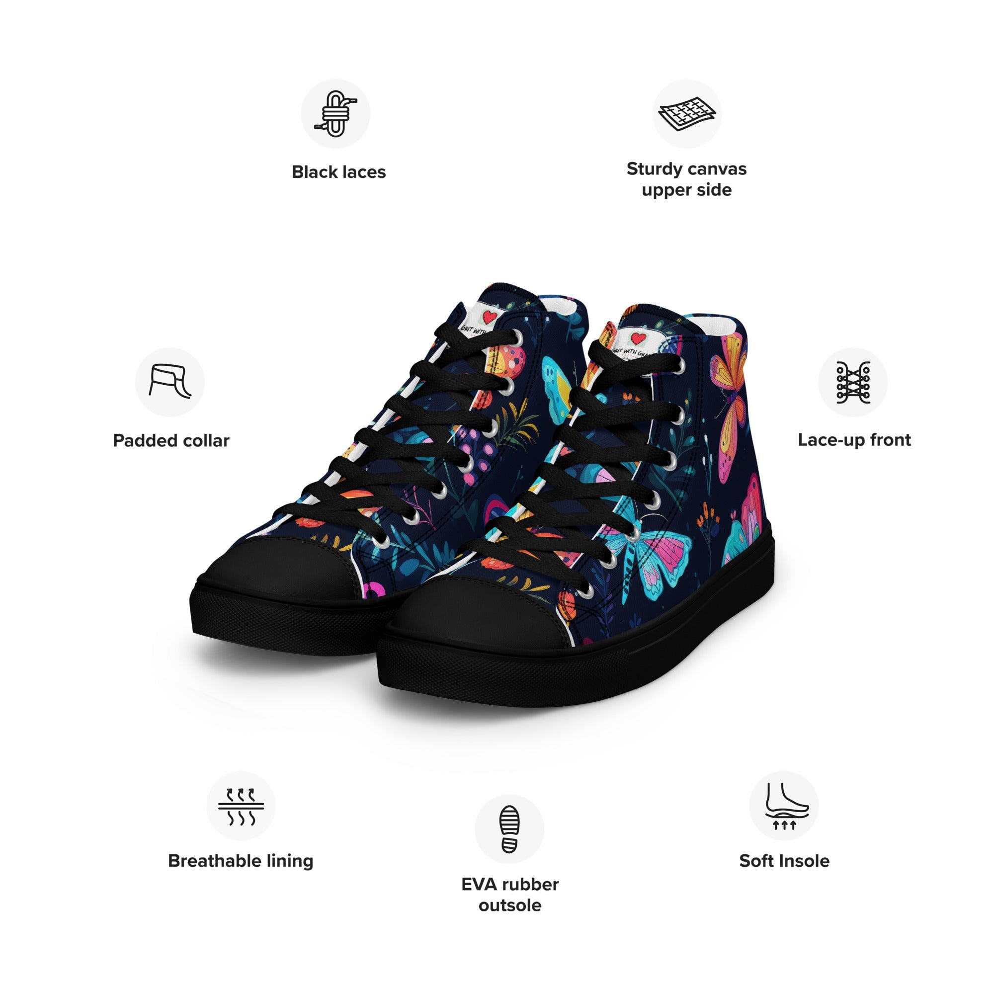 Butterfly Lover's Stylish Yet Durable Women's High Top Sneakers