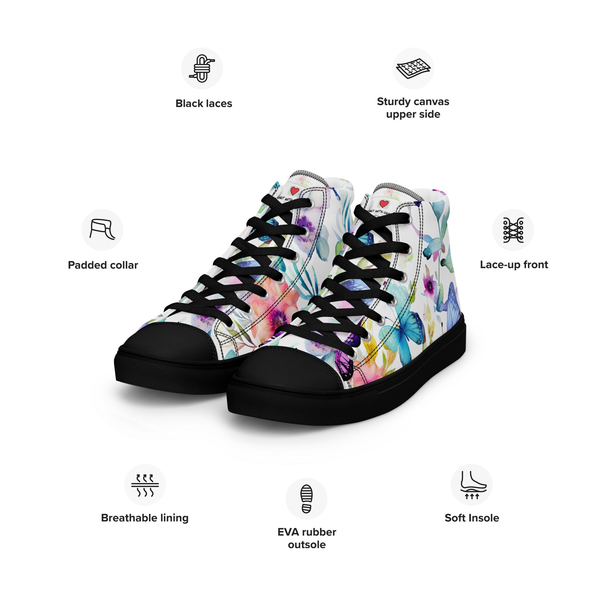 Butterfly Lover's Stylish Yet Durable Women's High Top Sneakers