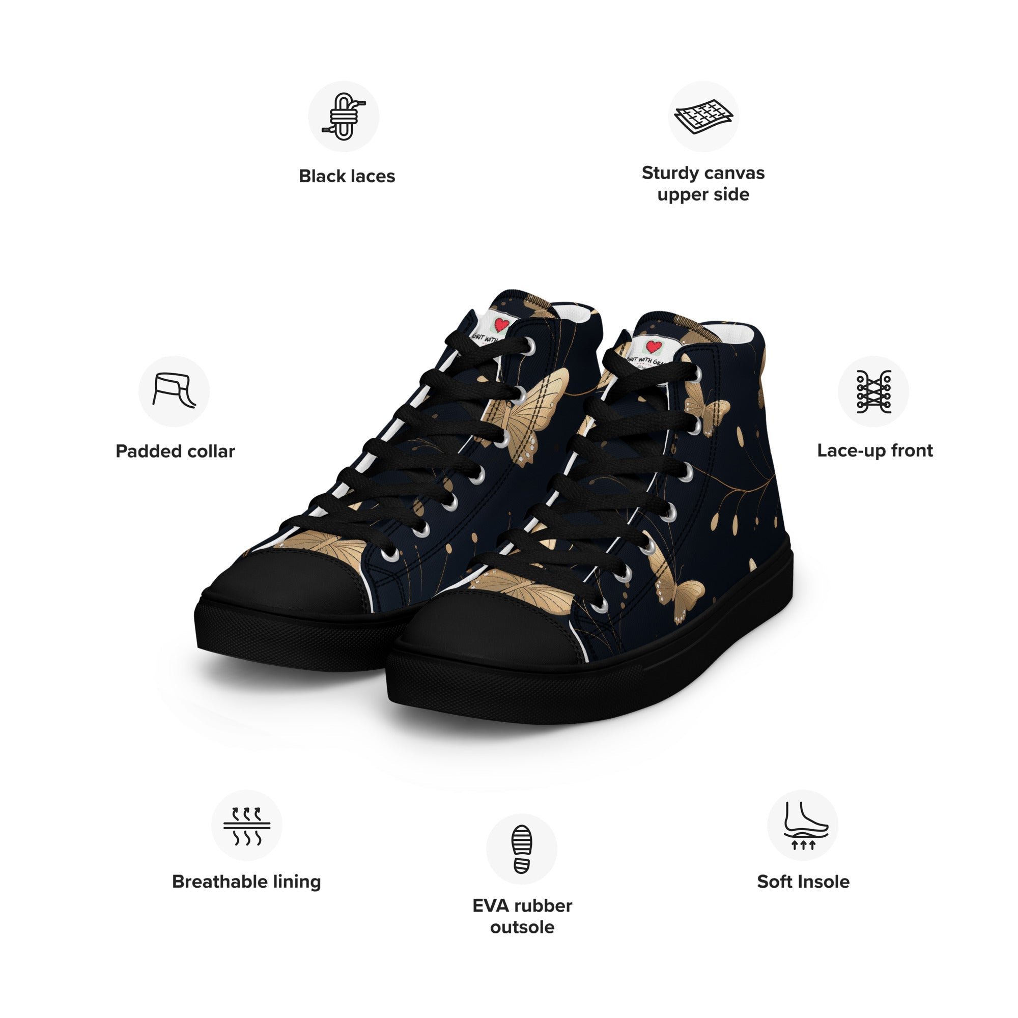 Butterfly Lover's Stylish Yet Durable Women's High Top Sneakers