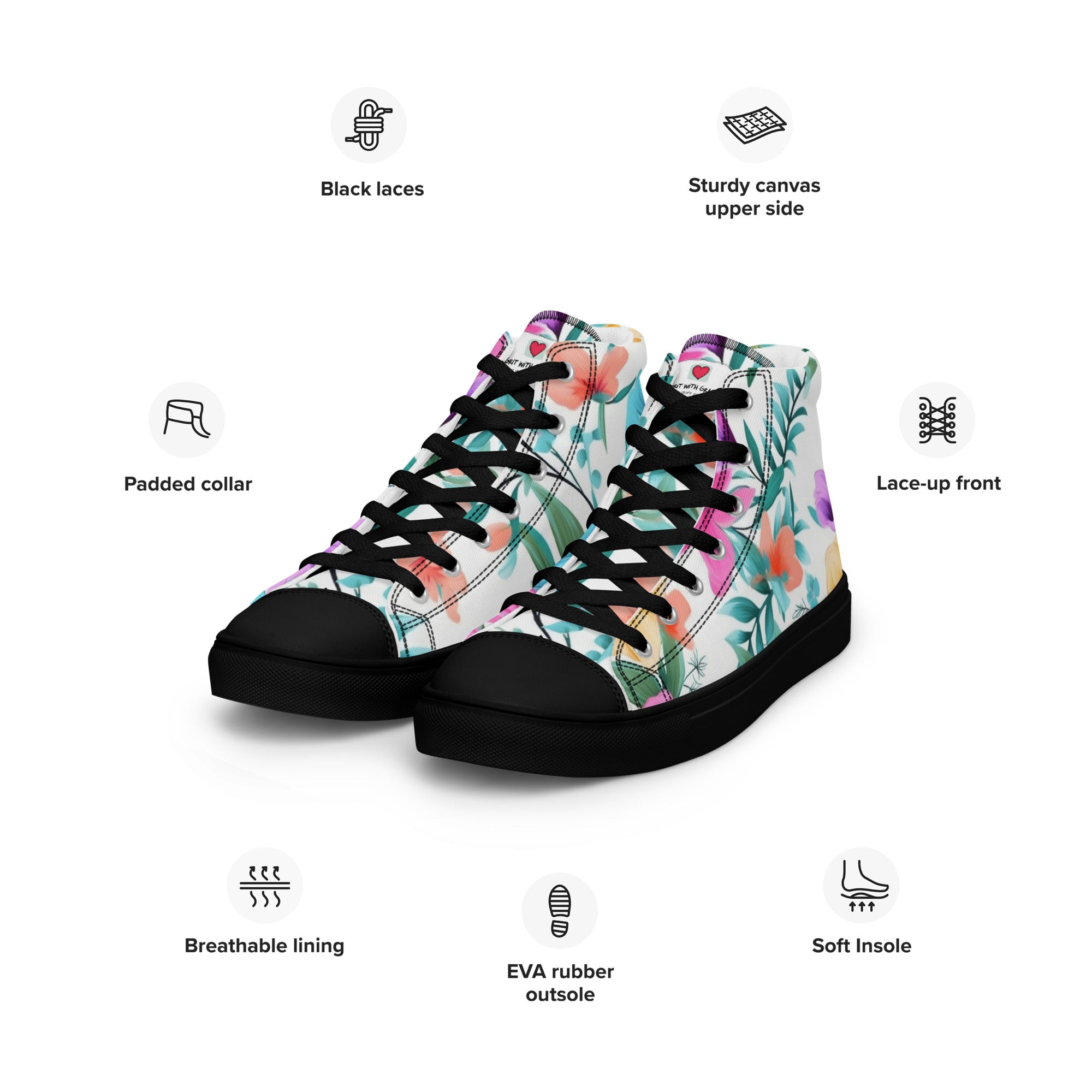Floral Lover's Women's Botanical Style High Top Sneakers
