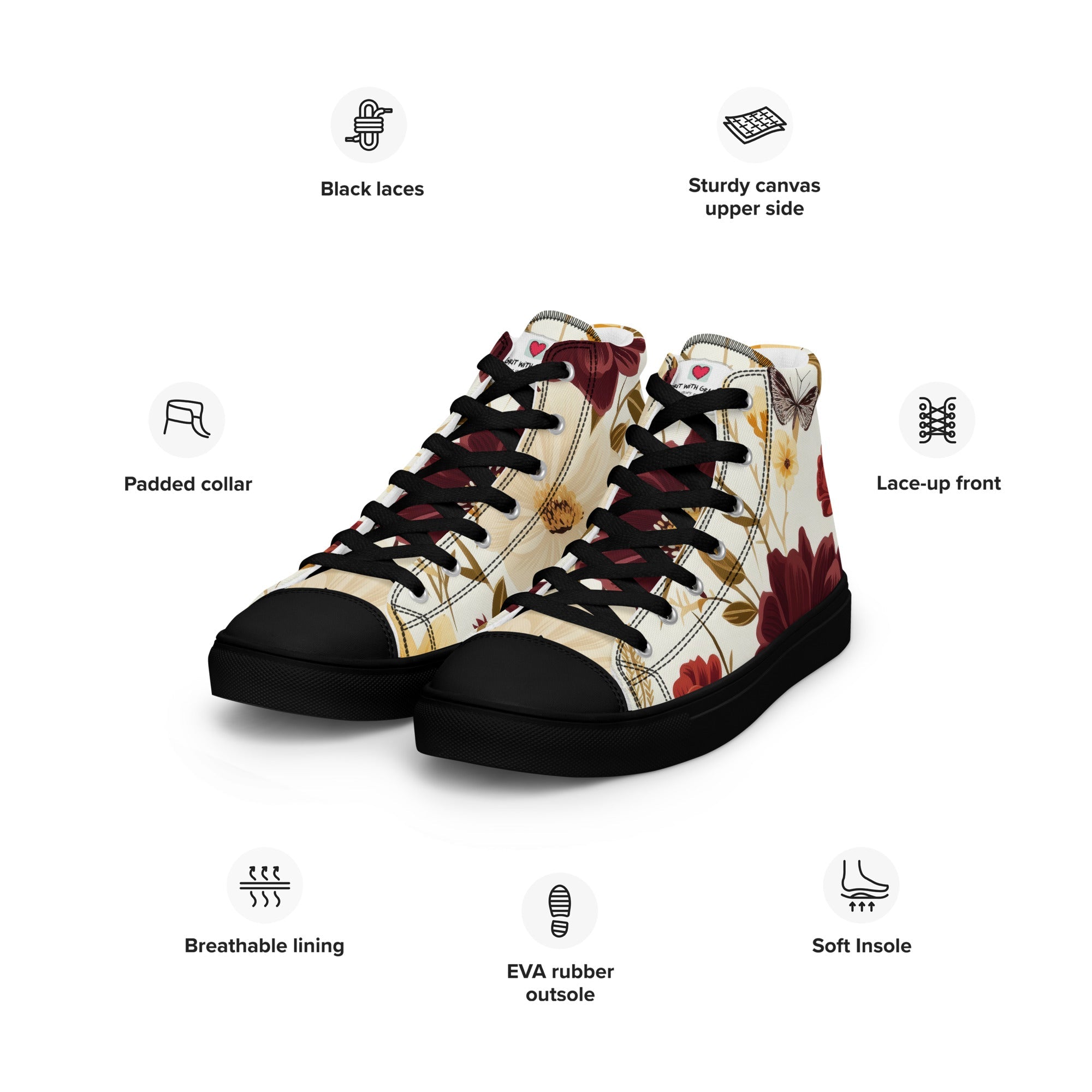 Floral Lover's Women's Botanical Style High Top Sneakers