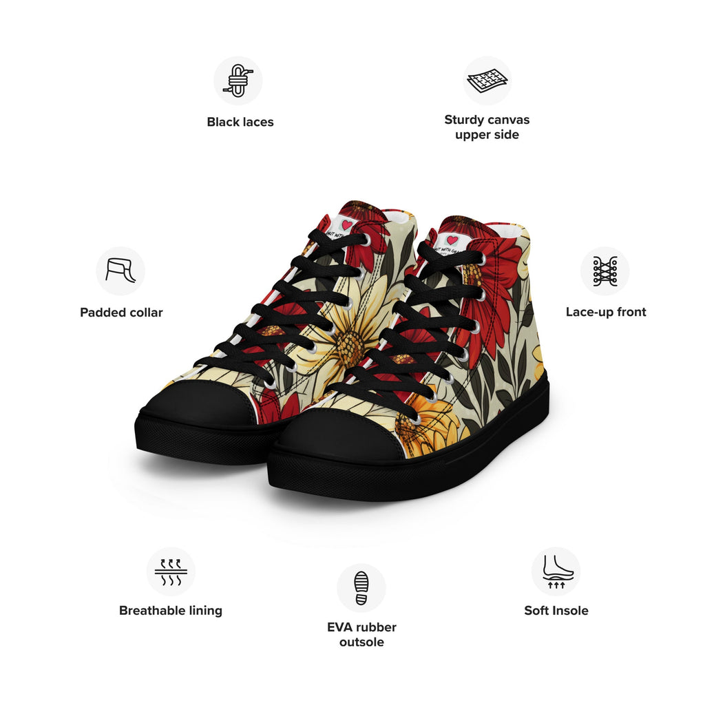 Floral Lover's Women's Botanical Style High Top Sneakers