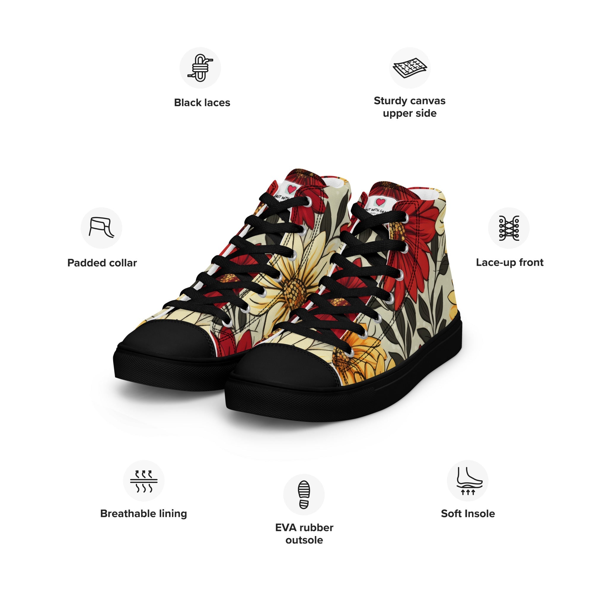 Floral Lover's Women's Botanical Style High Top Sneakers