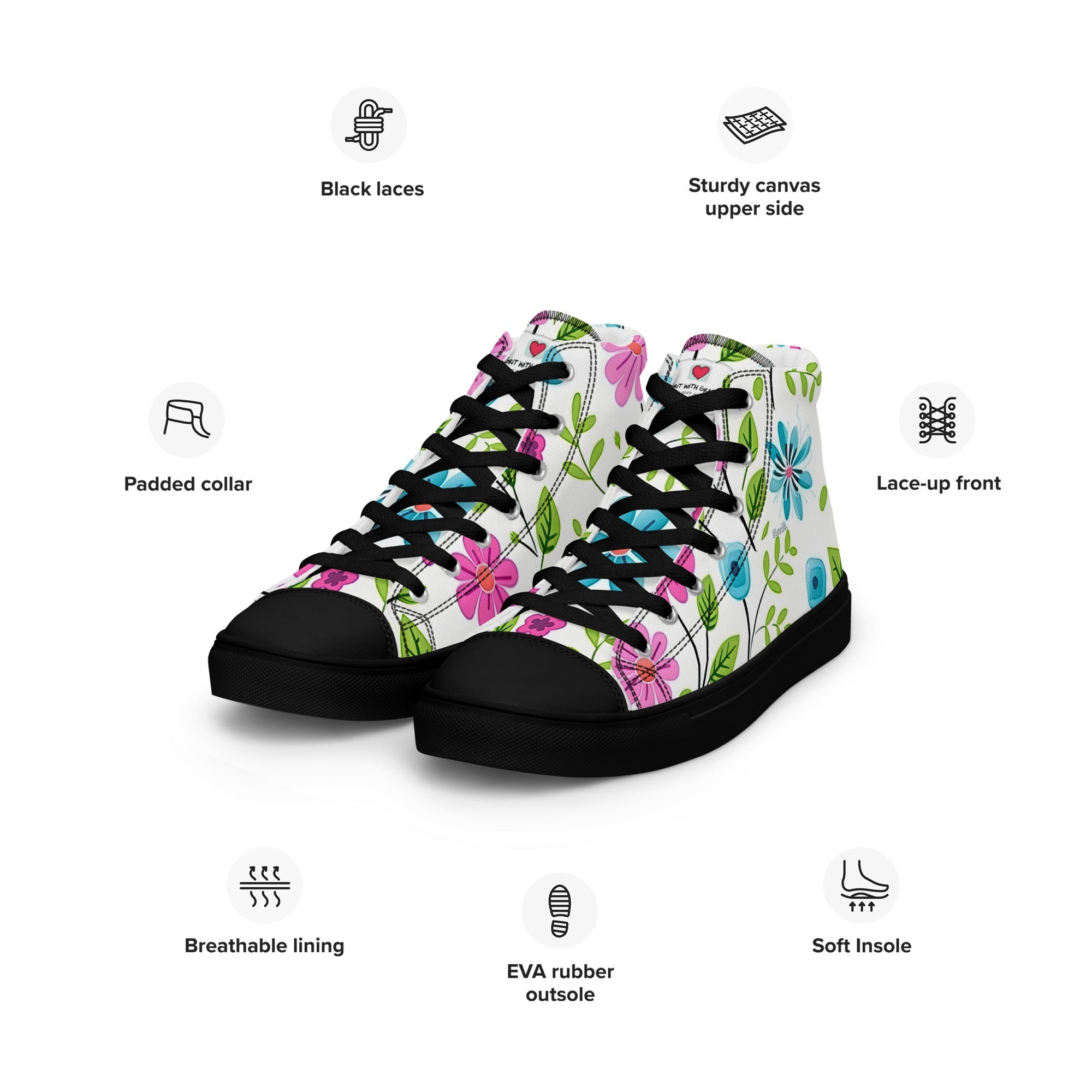 Floral Lover's Women's Botanical Style High Top Sneakers