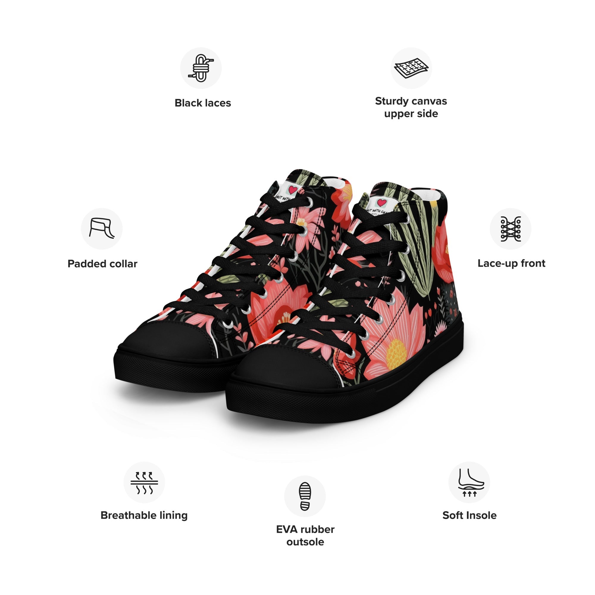 Floral Lover's Women's Botanical Style High Top Sneakers