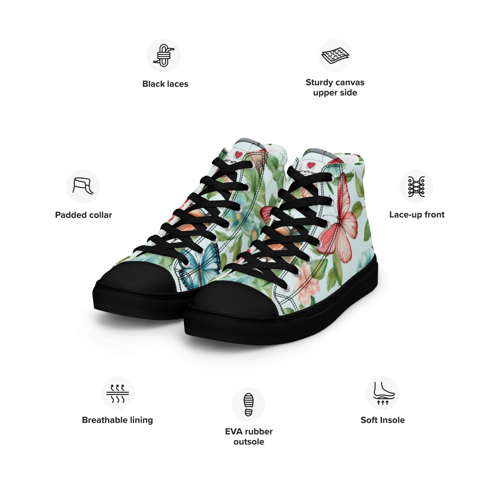 Butterfly Lover's Stylish Yet Durable Women's High Top Sneakers