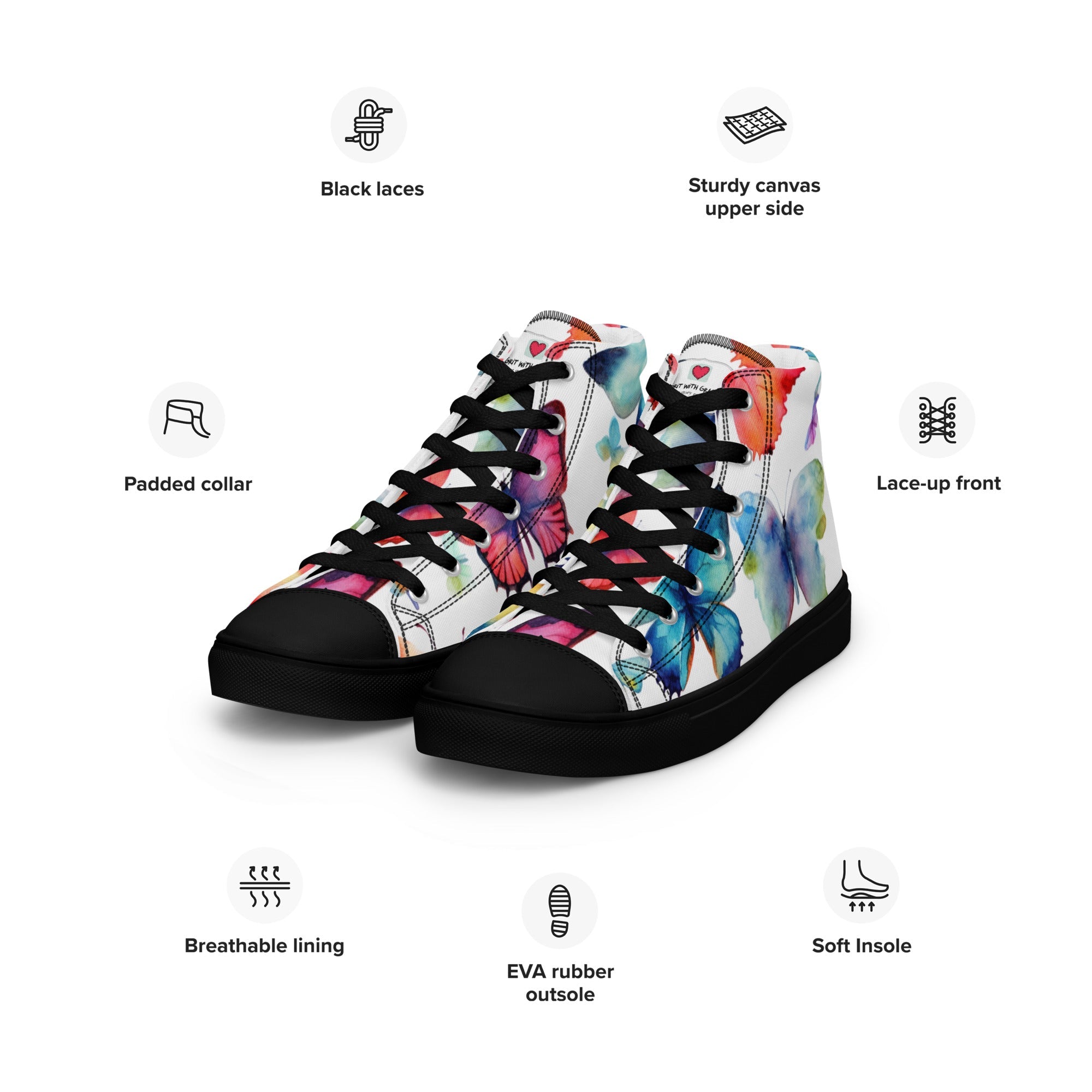 Butterfly Lover's Stylish Yet Durable Women's High Top Sneakers