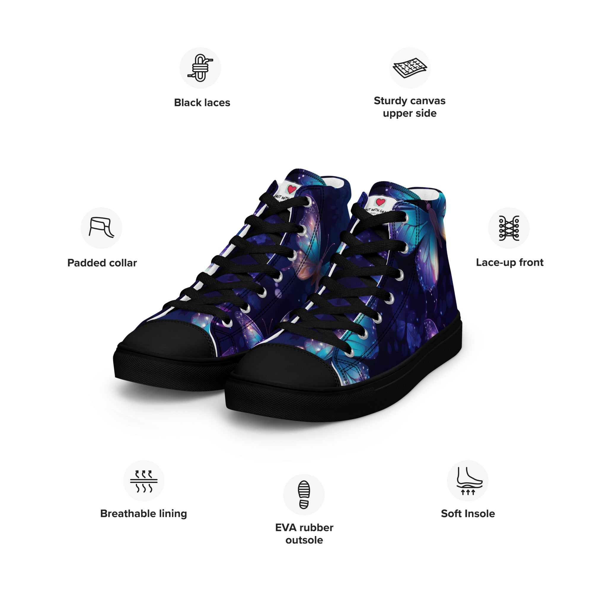 Butterfly Lover's Stylish Yet Durable Women's High Top Sneakers