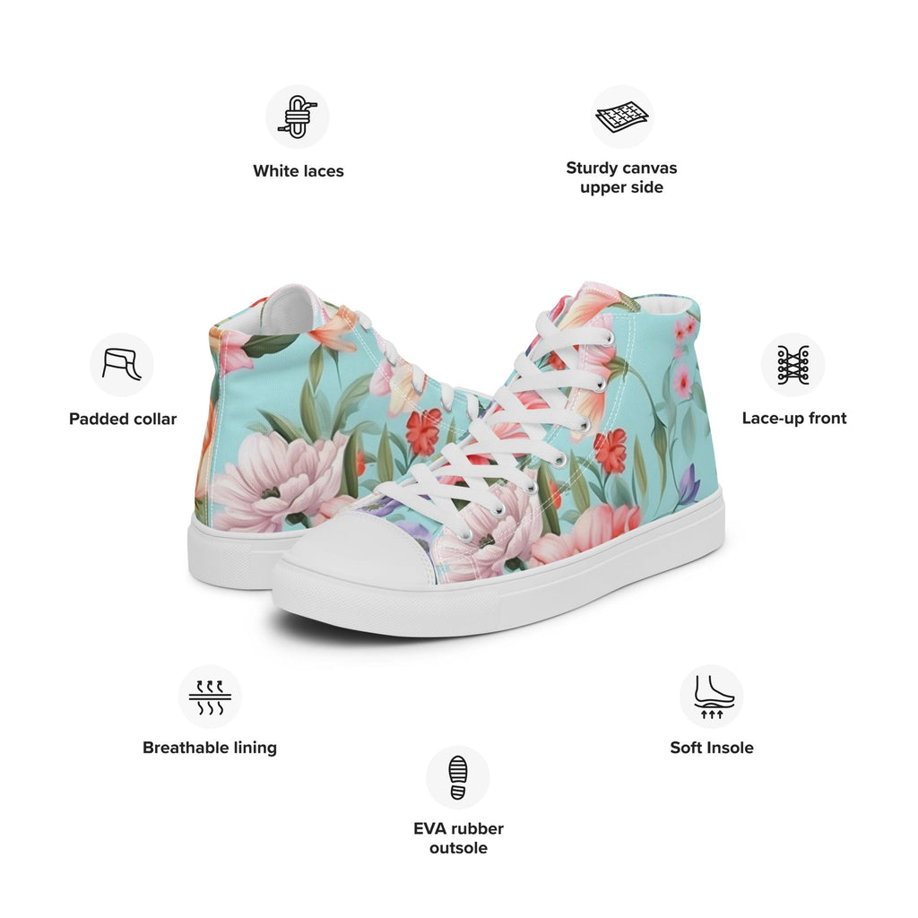 Floral Lover's Women's Botanical Style High Top Sneakers