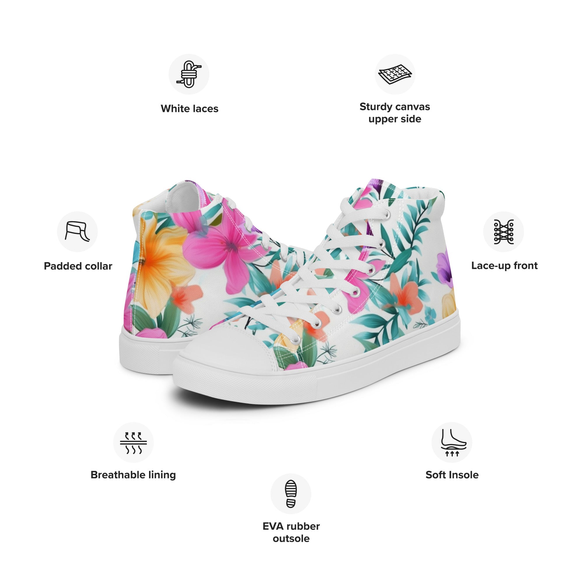 Floral Lover's Women's Botanical Style High Top Sneakers