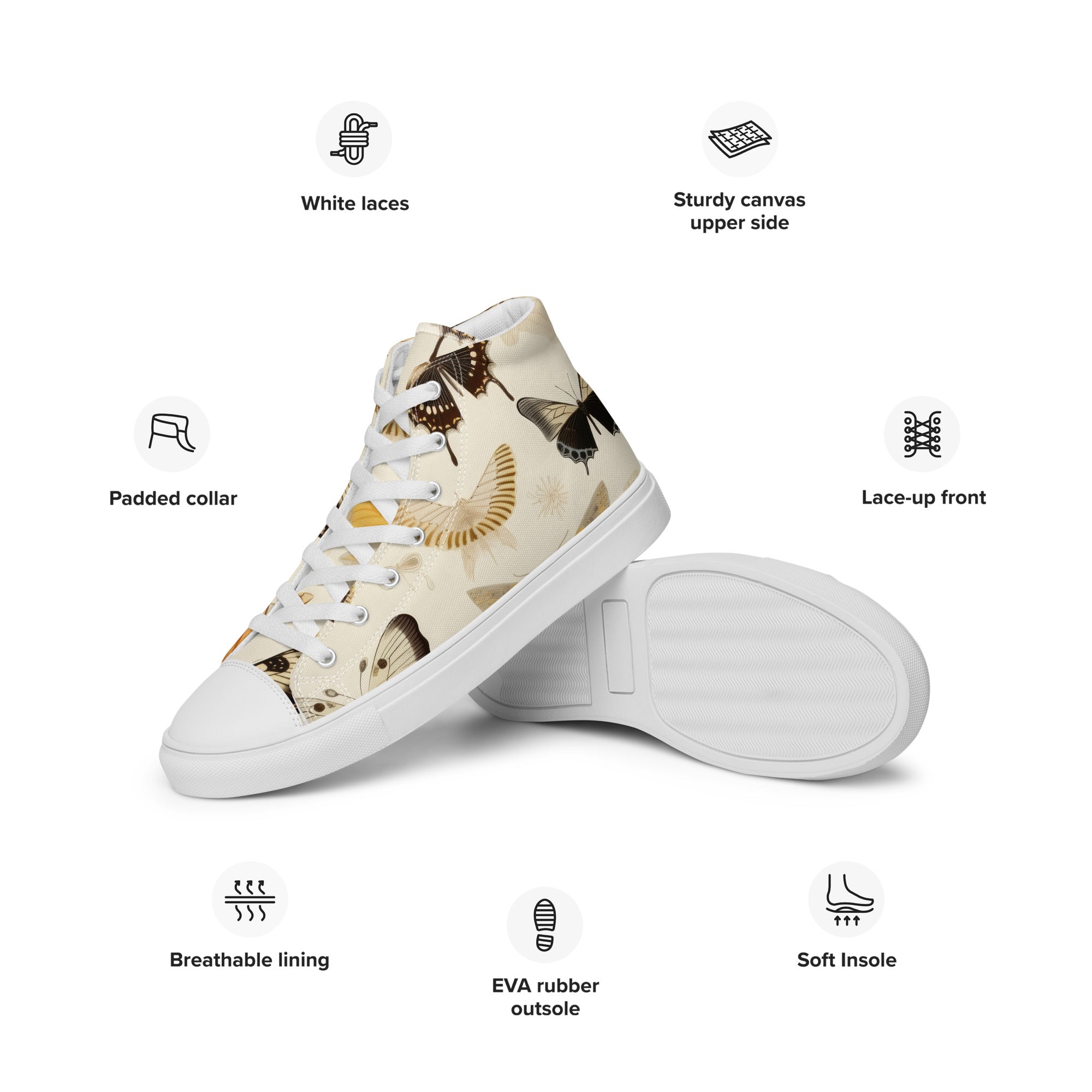 Butterfly Lover's Stylish Yet Durable Women's High Top Sneakers