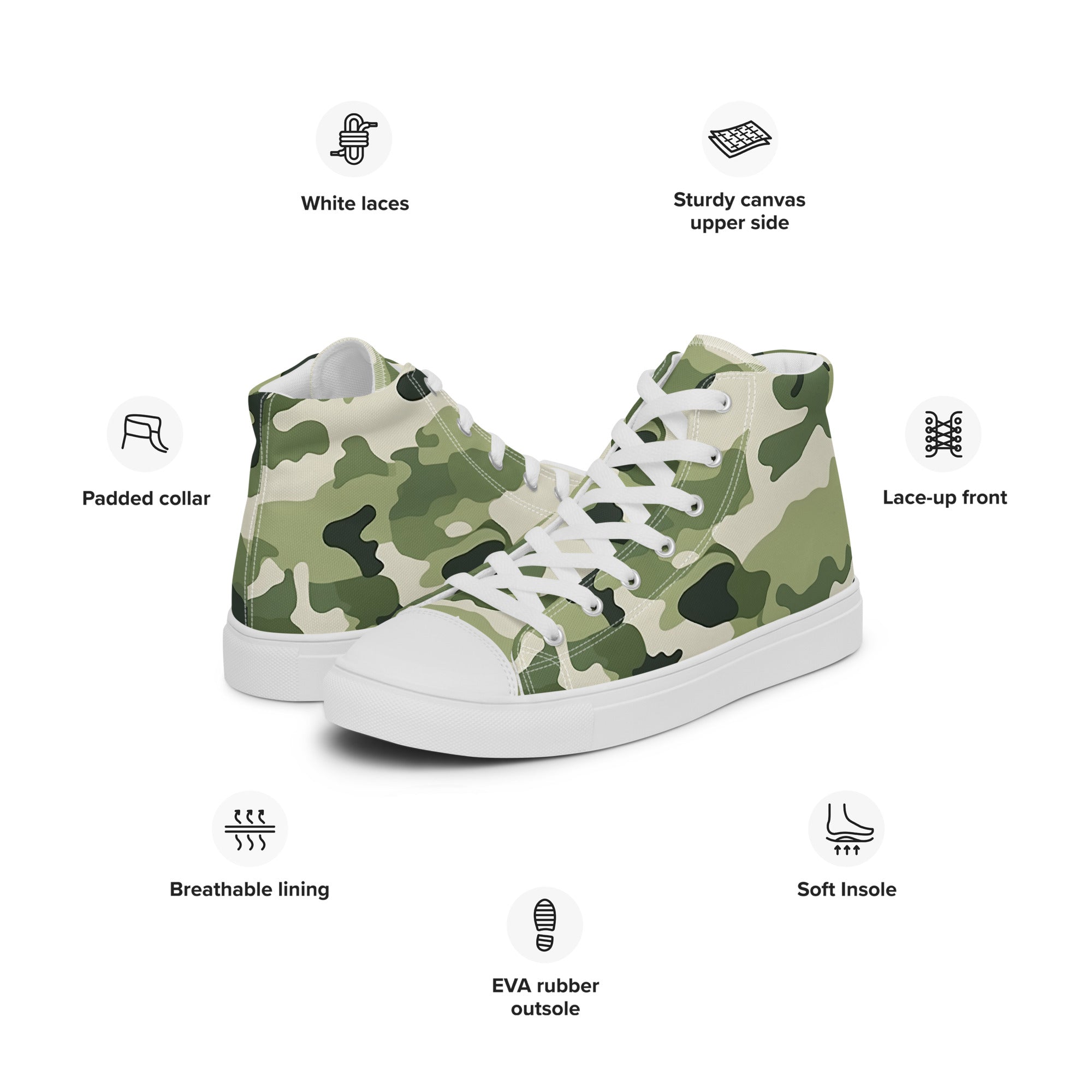 Army Enthusiast Women's High-Top Camouflage Sneakers