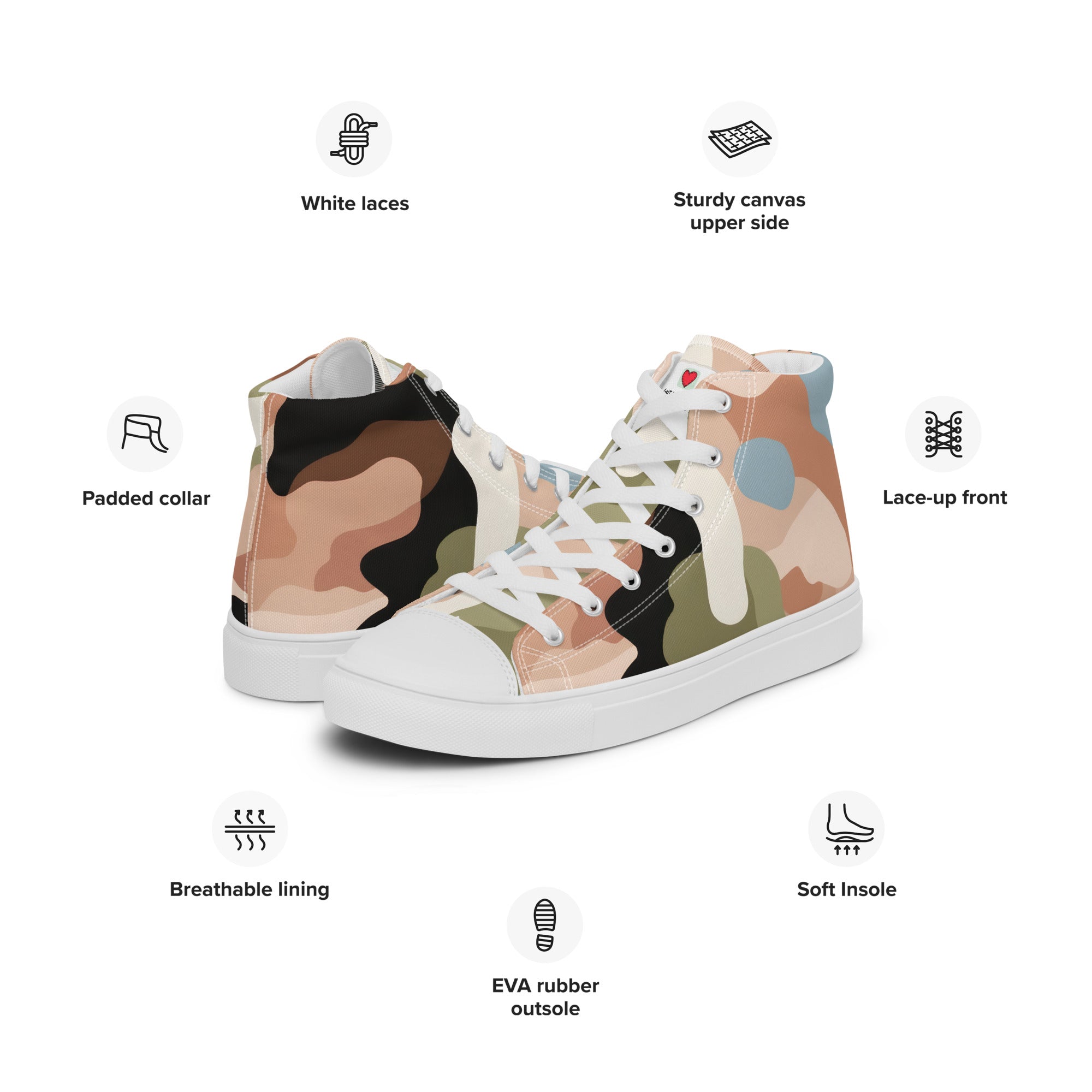 Army Enthusiast Women's High-Top Camouflage Sneakers