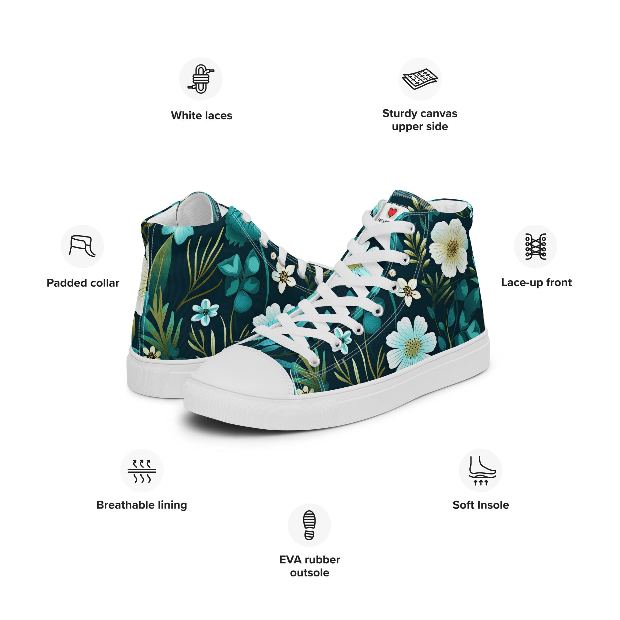Floral Lover's Women's Botanical Style High Top Sneakers