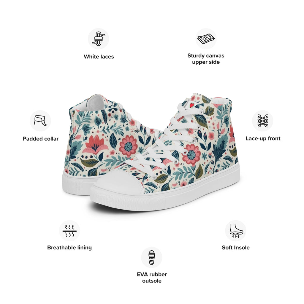 Floral Lover's Women's Botanical Style High Top Sneakers