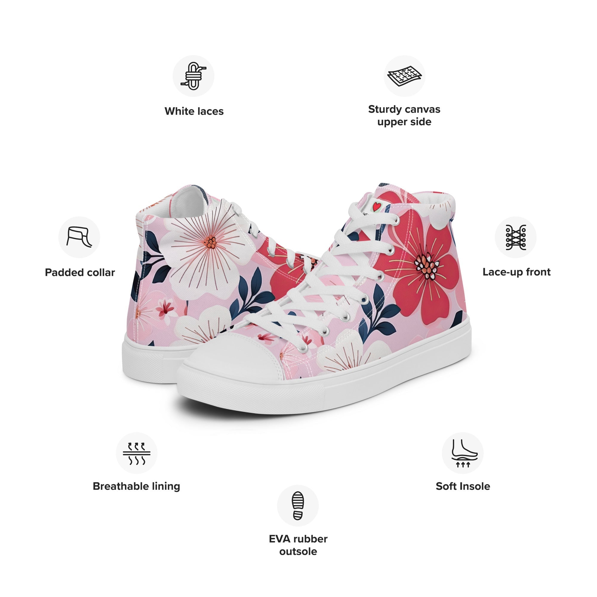 Floral Lover's Women's Botanical Style High Top Sneakers