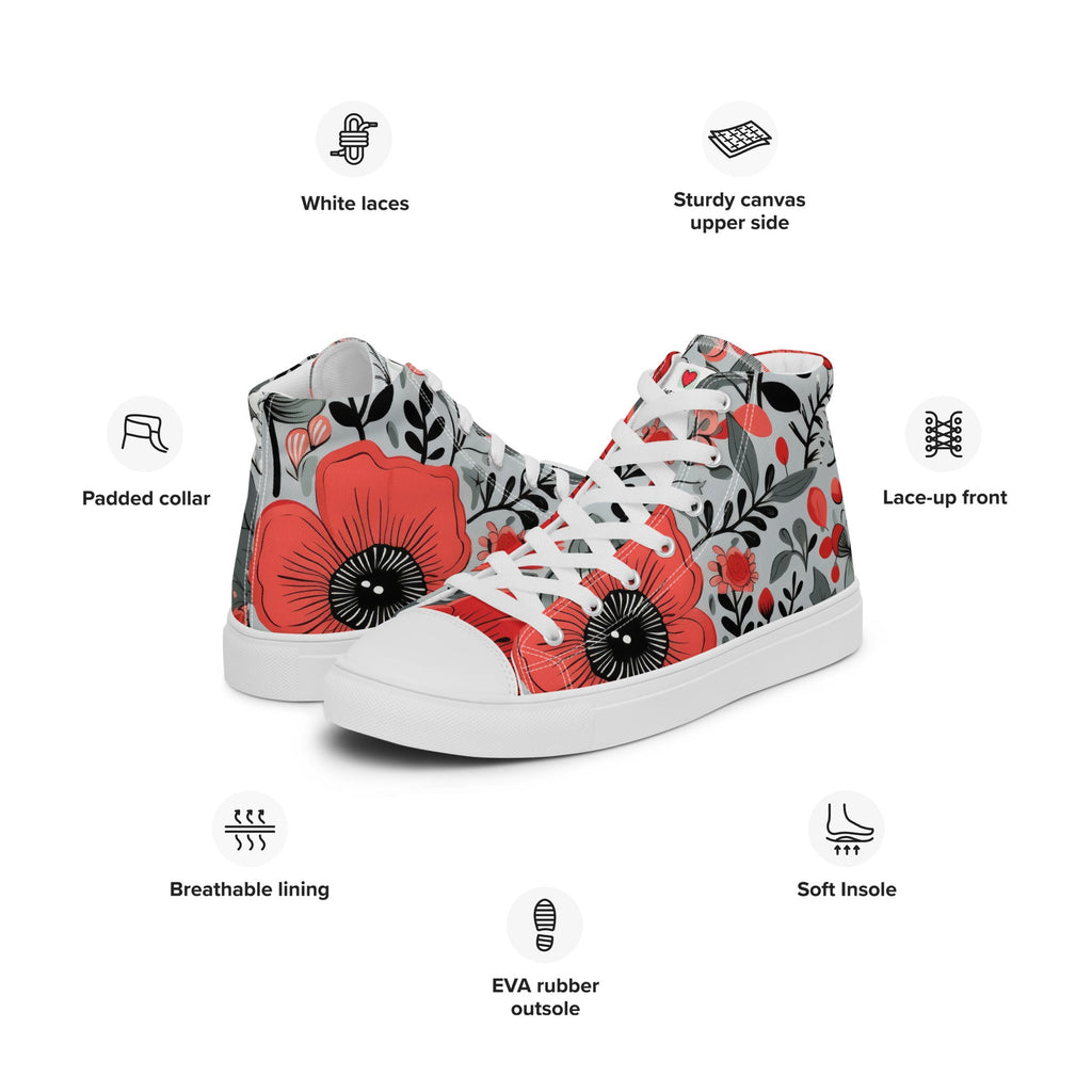 Floral Lover's Women's Botanical Style High Top Sneakers