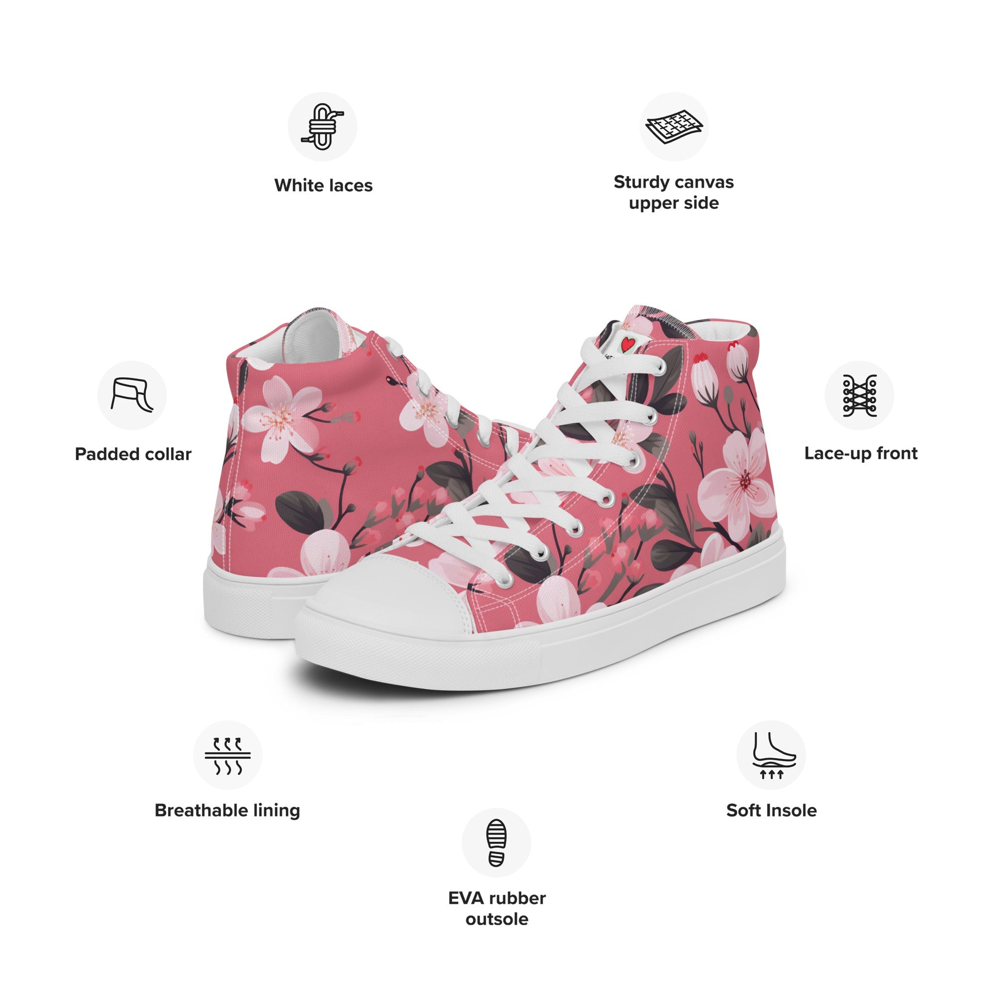 Floral Lover's Women's Botanical Style High Top Sneakers