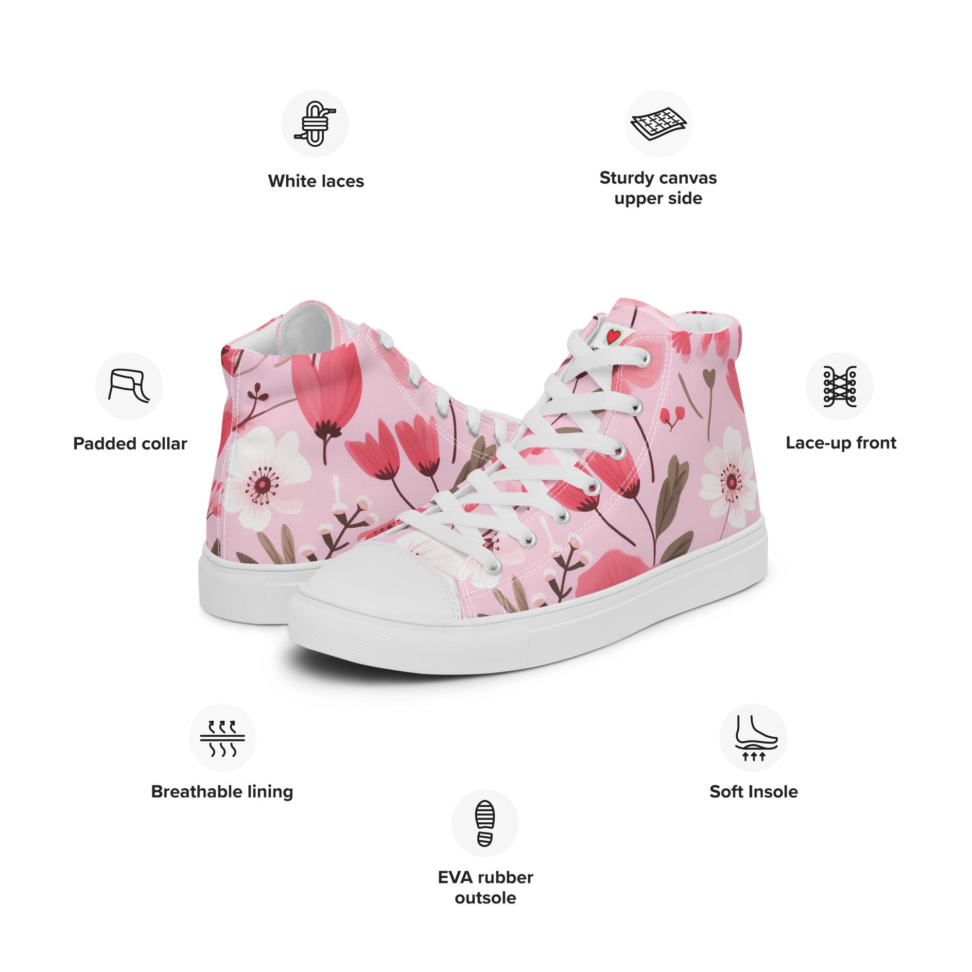 Floral Lover's Women's Botanical Style High Top Sneakers