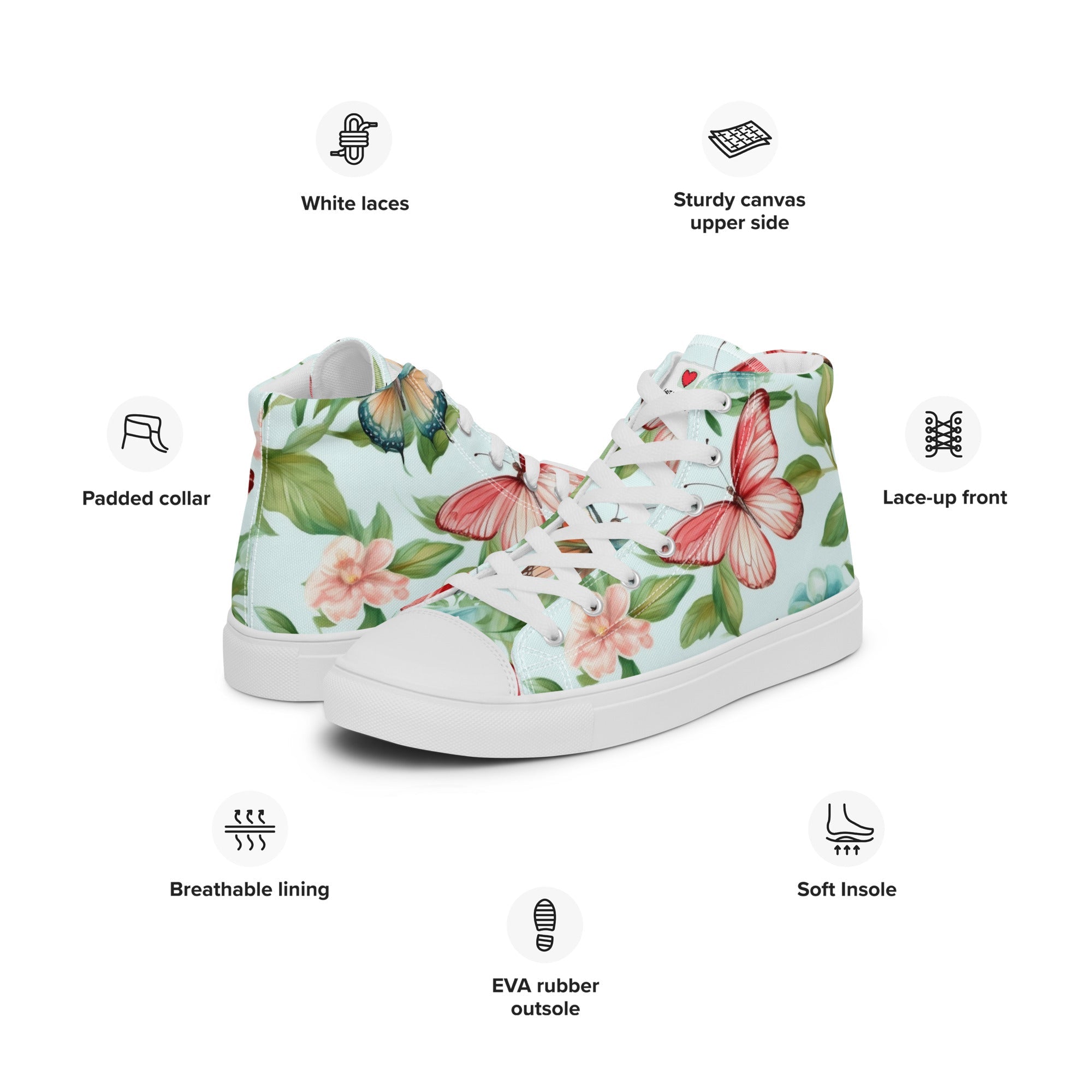 Butterfly Lover's Stylish Yet Durable Women's High Top Sneakers