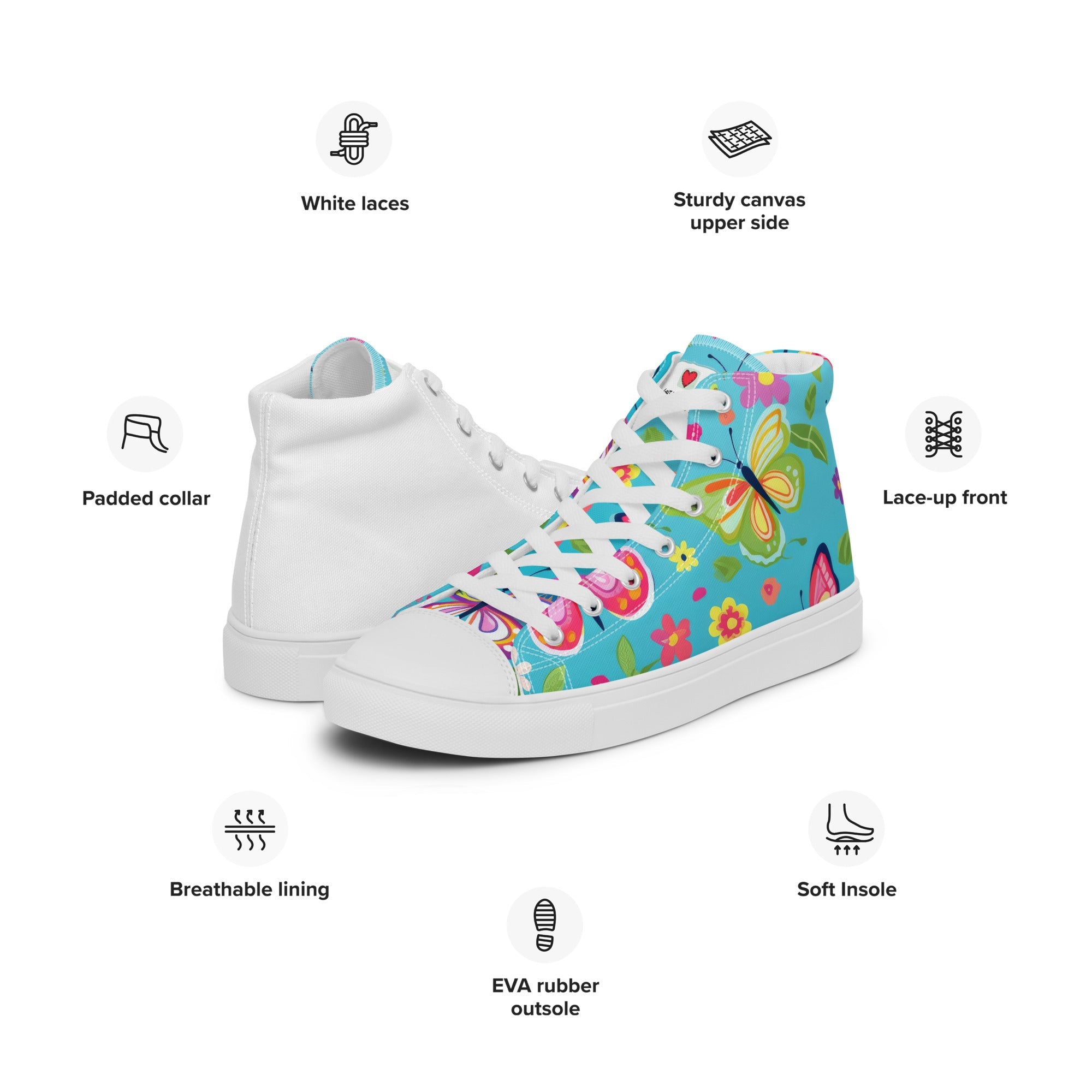 Butterfly Lover's Stylish Yet Durable Women's High Top Sneakers