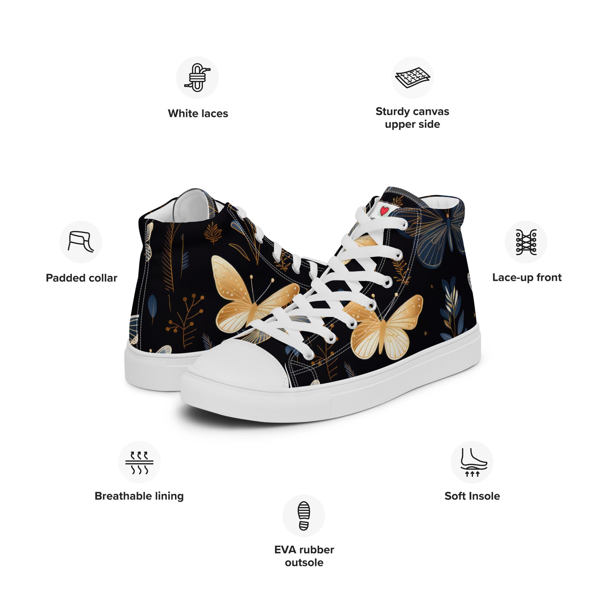 Butterfly Lover's Stylish Yet Durable Women's High Top Sneakers